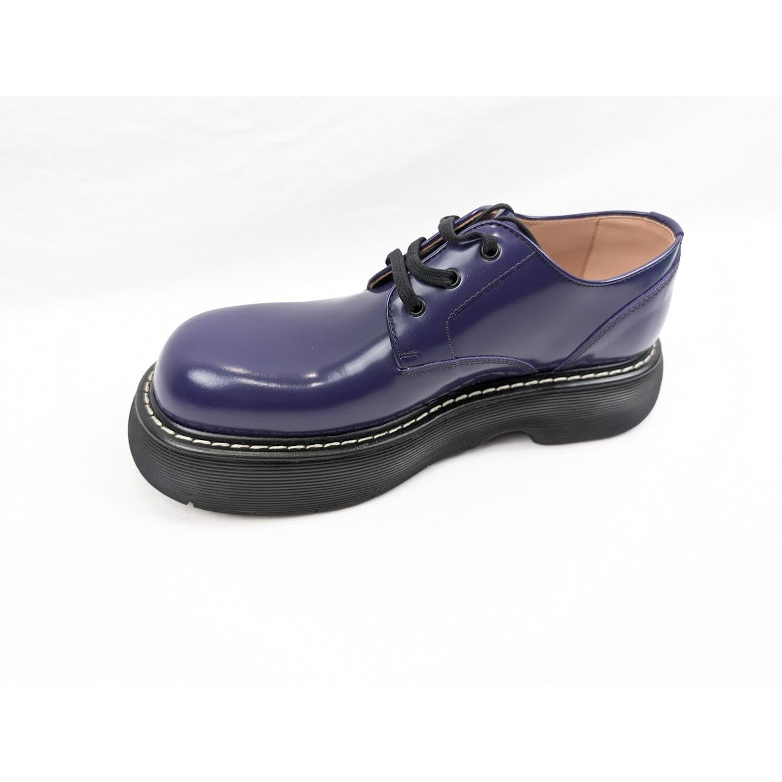 Bottega Veneta o1rshd1 Gloss Vinyl Swell Lace up Boots in Unicorn/Black Size US 12 / EU 45 - 9 Thumbnail