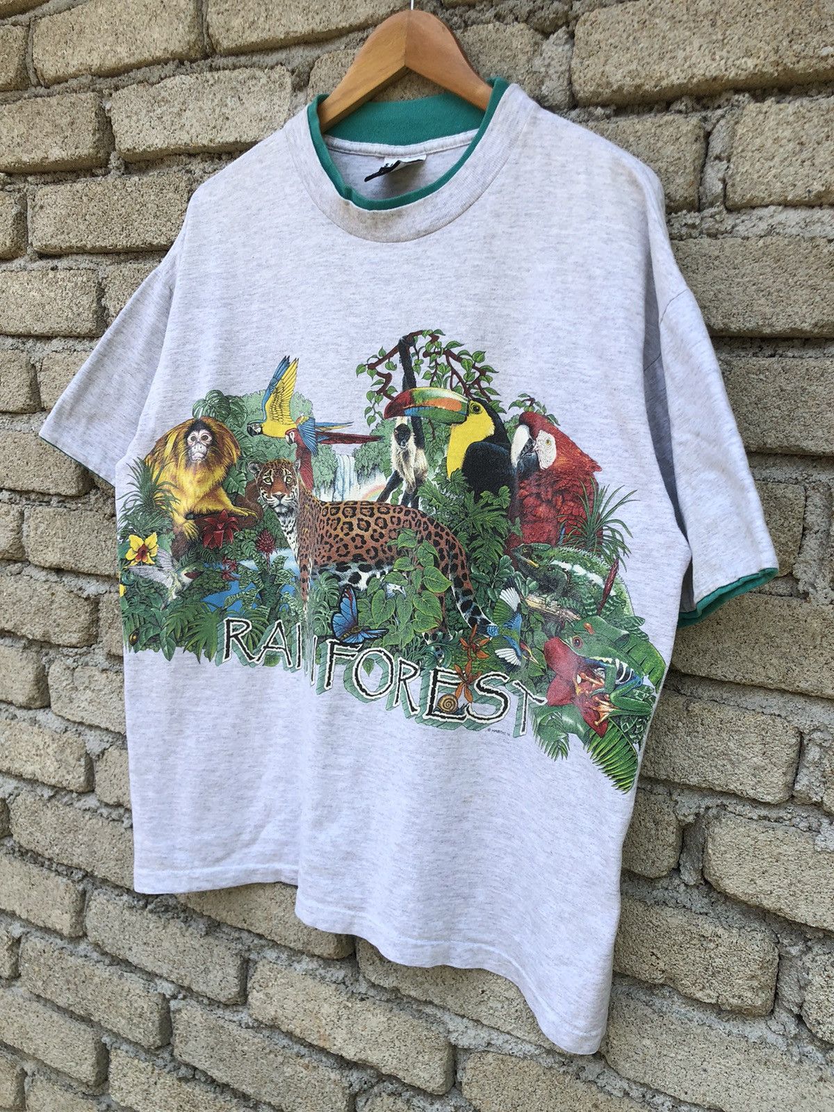 Vintage Vintage 90s Habitat Rainforest Animals Nature Mirror Tshirt Size US XL / EU 56 / 4 - 5 Thumbnail