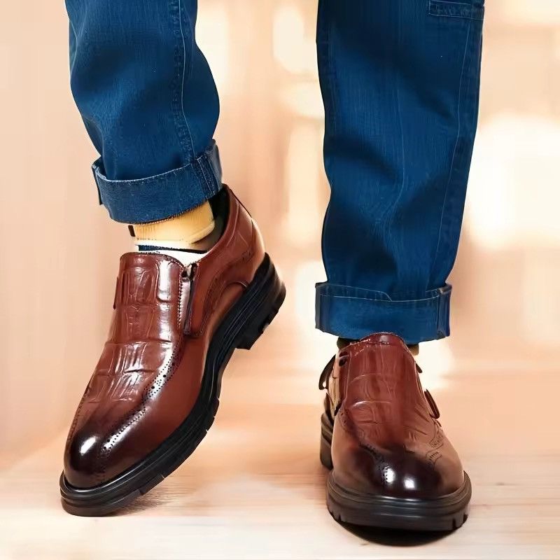 Japanese Brand Crocodile Embossed Slip-On Loafer Dress Shoe Size US 13 / EU 46 - 3 Thumbnail