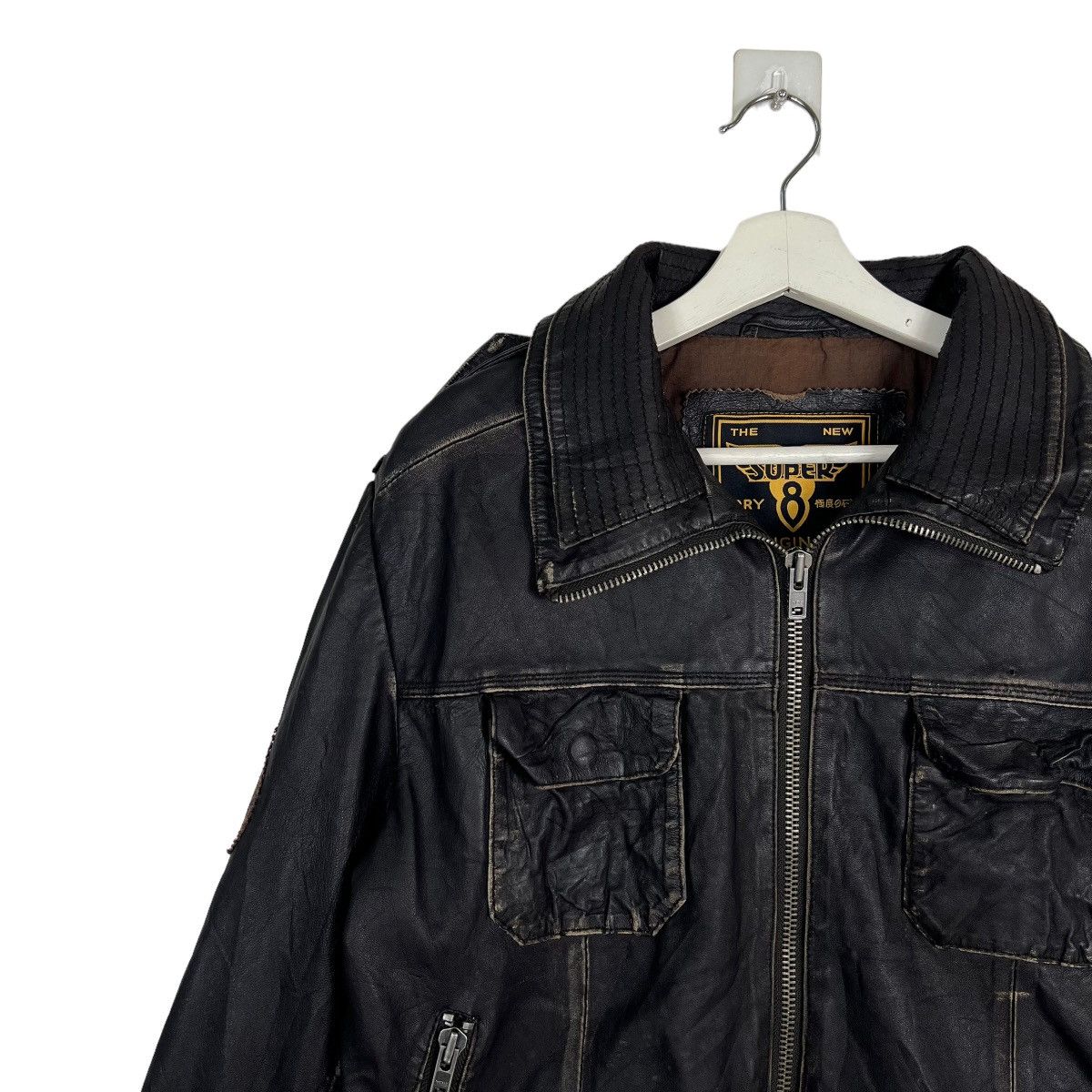 Superdry 🔥 SUPERDRY 8 RIDER MOTOB LEATHER JACKET Size US L / EU 52-54 / 3 - 9 Thumbnail