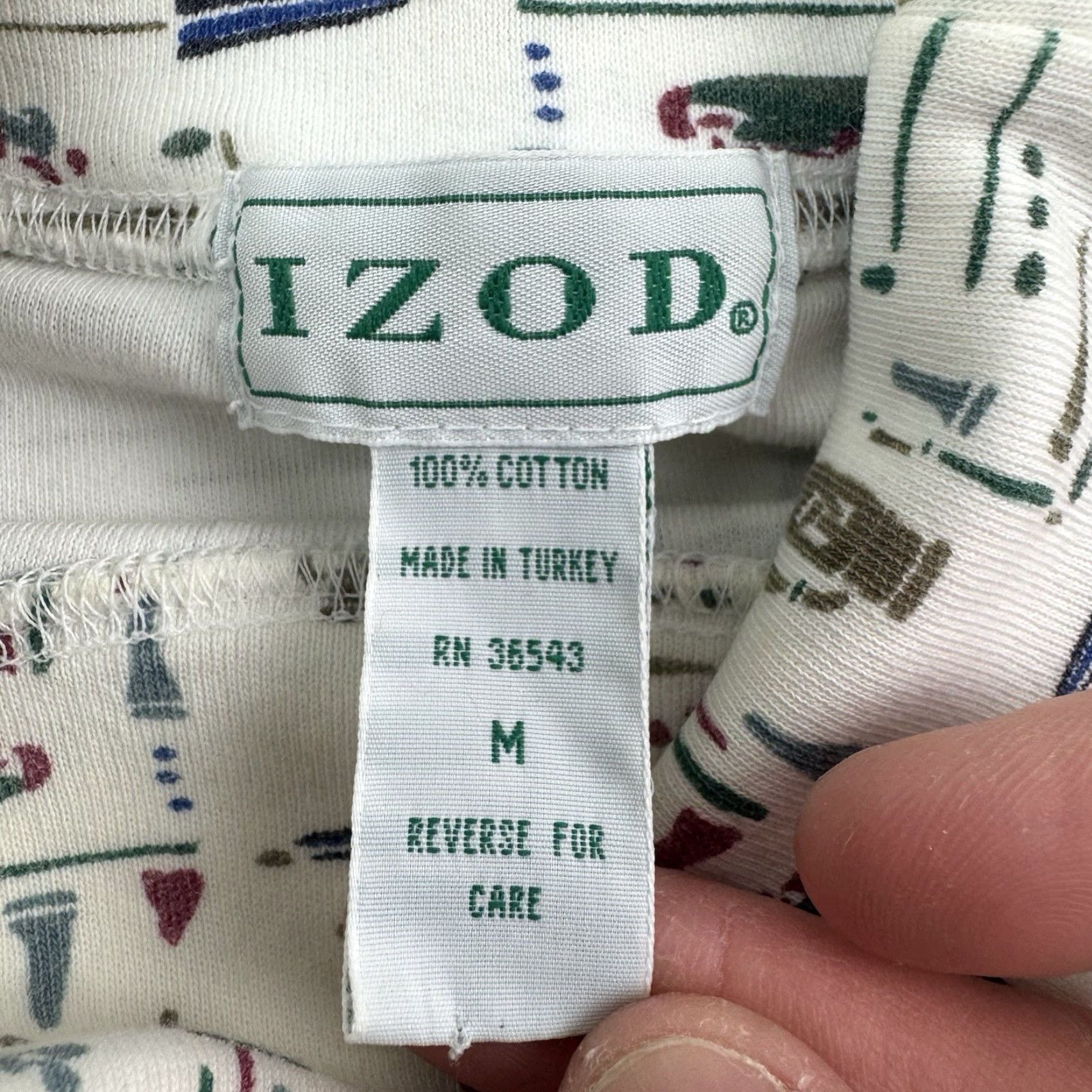 Izod VINTAGE IZOD Turtleneck Shirt Womens Medium Golf Print 90s White Size M / US 6-8 / IT 42-44 - 4 Thumbnail