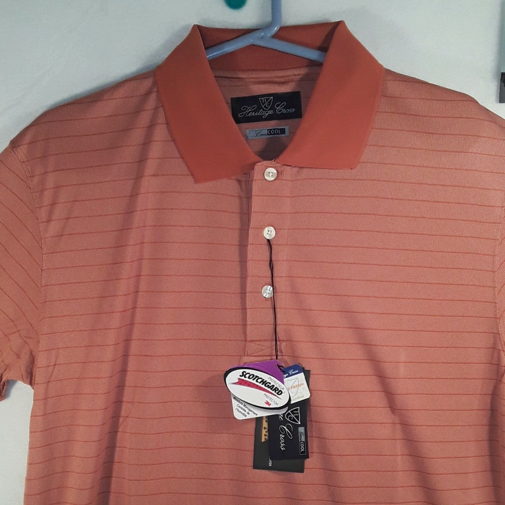 Vintage NEW MENS PUMPKIN GOLF SHIRT CROSS IVORY PINSTRIPES SM.PUMPKIN Heritage 22x30 Polo Short Sleeve 30 in 100% Polyester Mens Regular Size S #e2 Size US S / EU 44-46 / 1 - 4 Thumbnail
