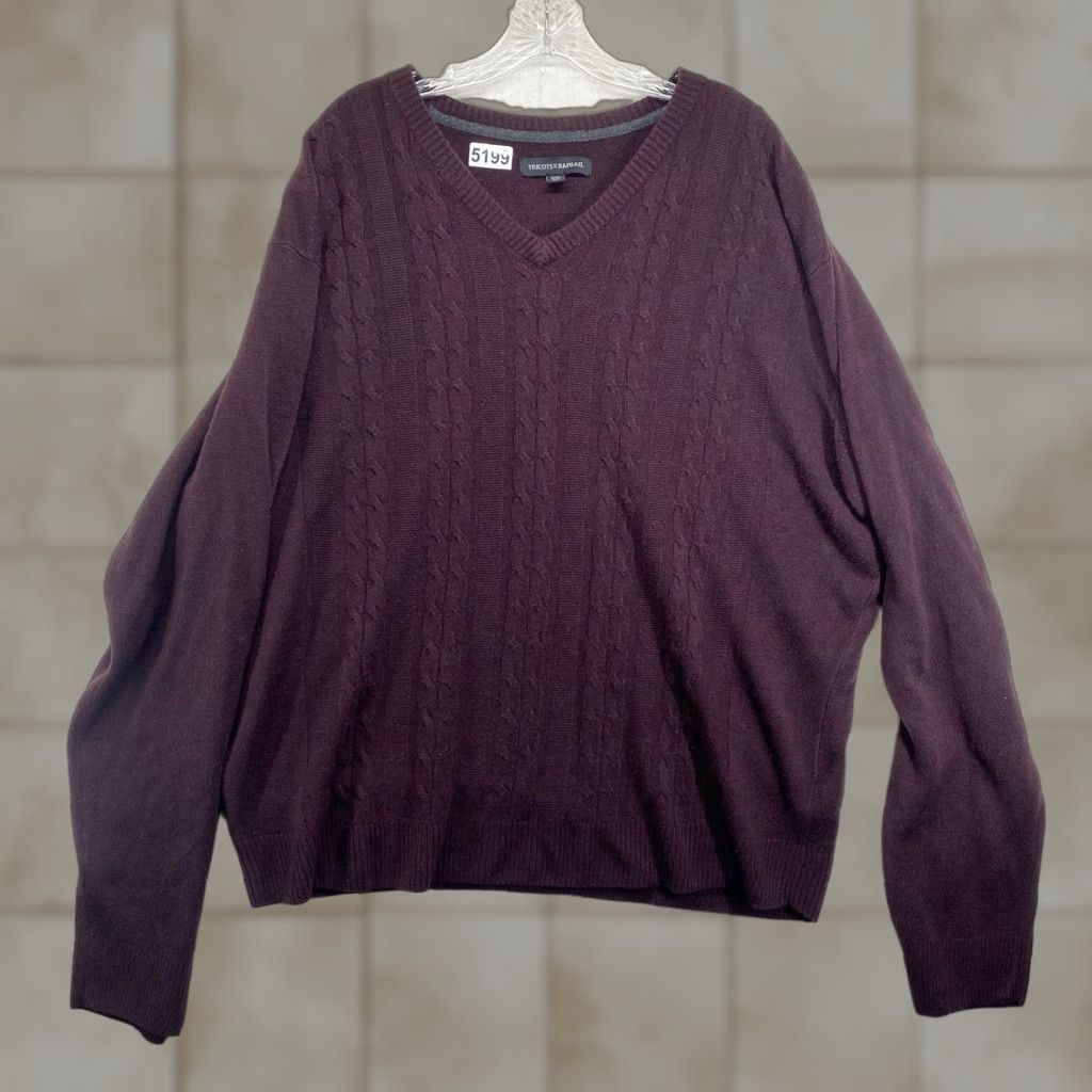 Vintage VINTAGE Tricots St. Raphael Men’s Sweater Cable Knit V-Neck Pullover Size 2XL Fall Winter Maroon Size US XXL / EU 58 / 5 - 1 Thumbnail