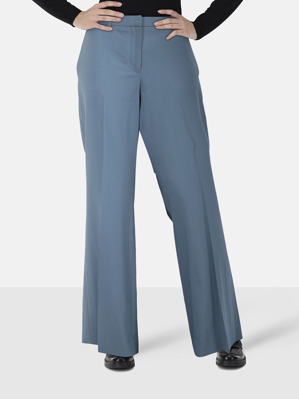 Theory Blue Wool Wide Leg Trousers Size 32" / US 10 / IT 46 - 1 Thumbnail