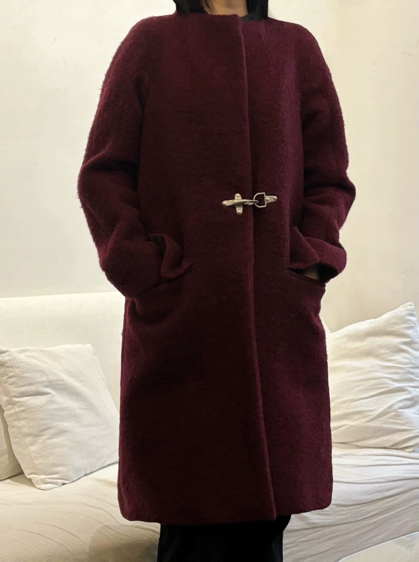 Dries Van Noten Dries Van Noten AW14 Bordeaux Airplane Button Wool Coat 36 Size XS / US 0-2 / IT 36-38 - 3 Thumbnail