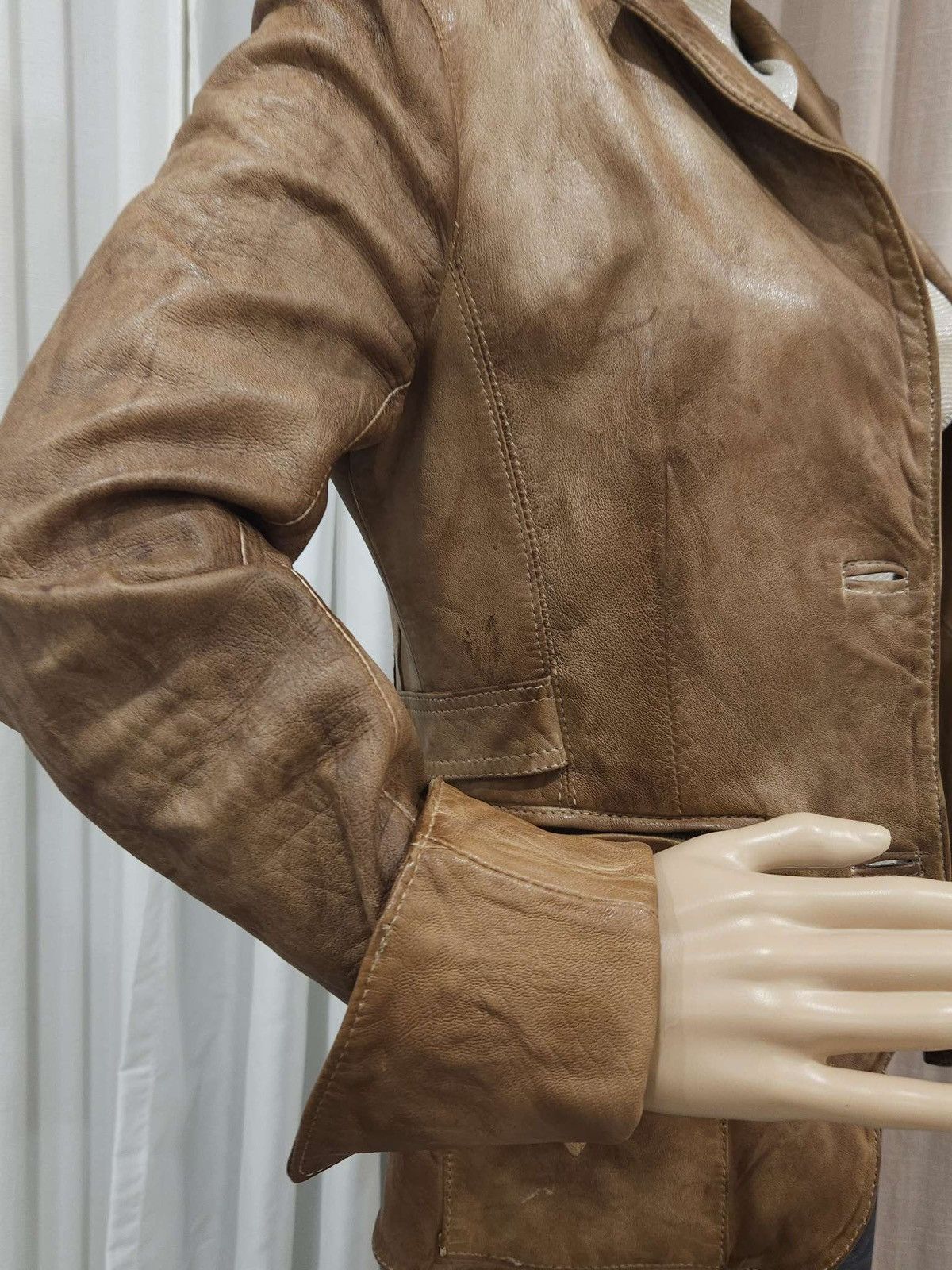 Vintage Super Soft Real Leather Distressed Patina Jacket By Blur Size M / US 6-8 / IT 42-44 - 16 Thumbnail