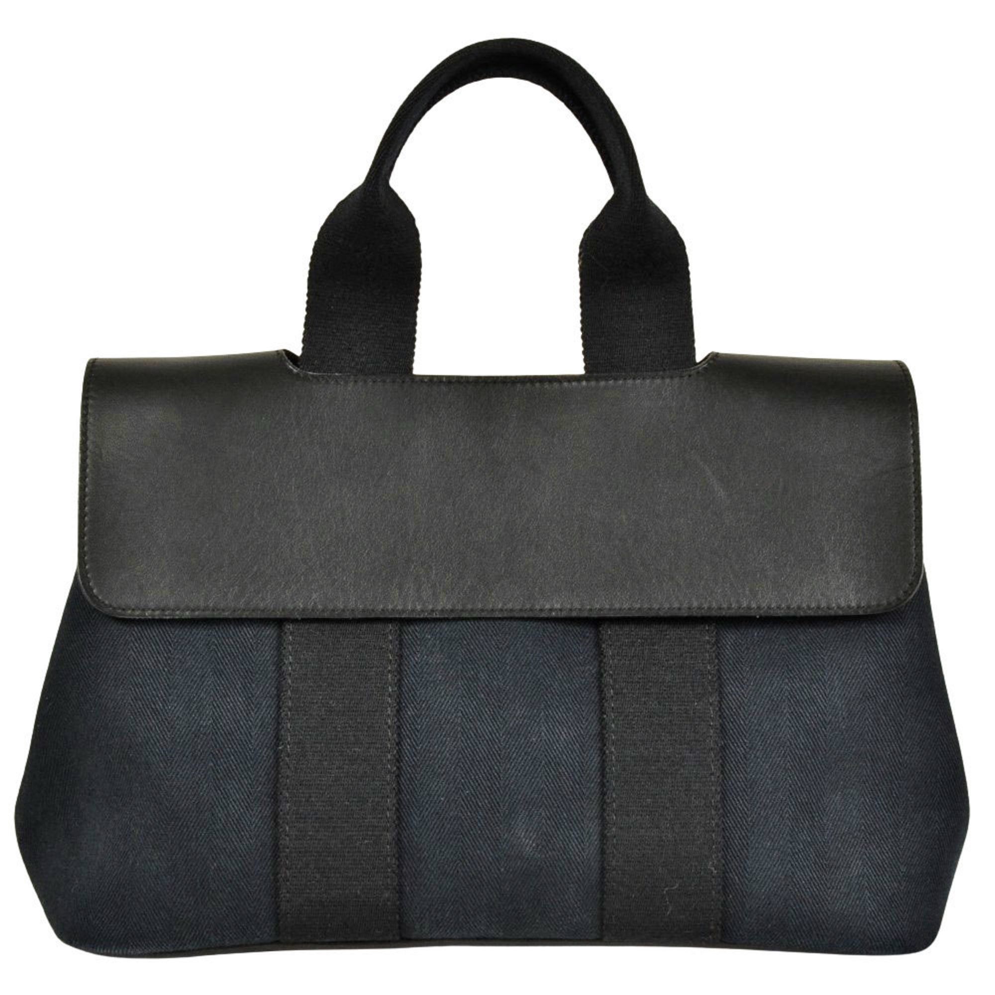 Hermes Hermes Valparaiso PM Handbag Toile Chevron Black Size ONE SIZE - 1 Thumbnail
