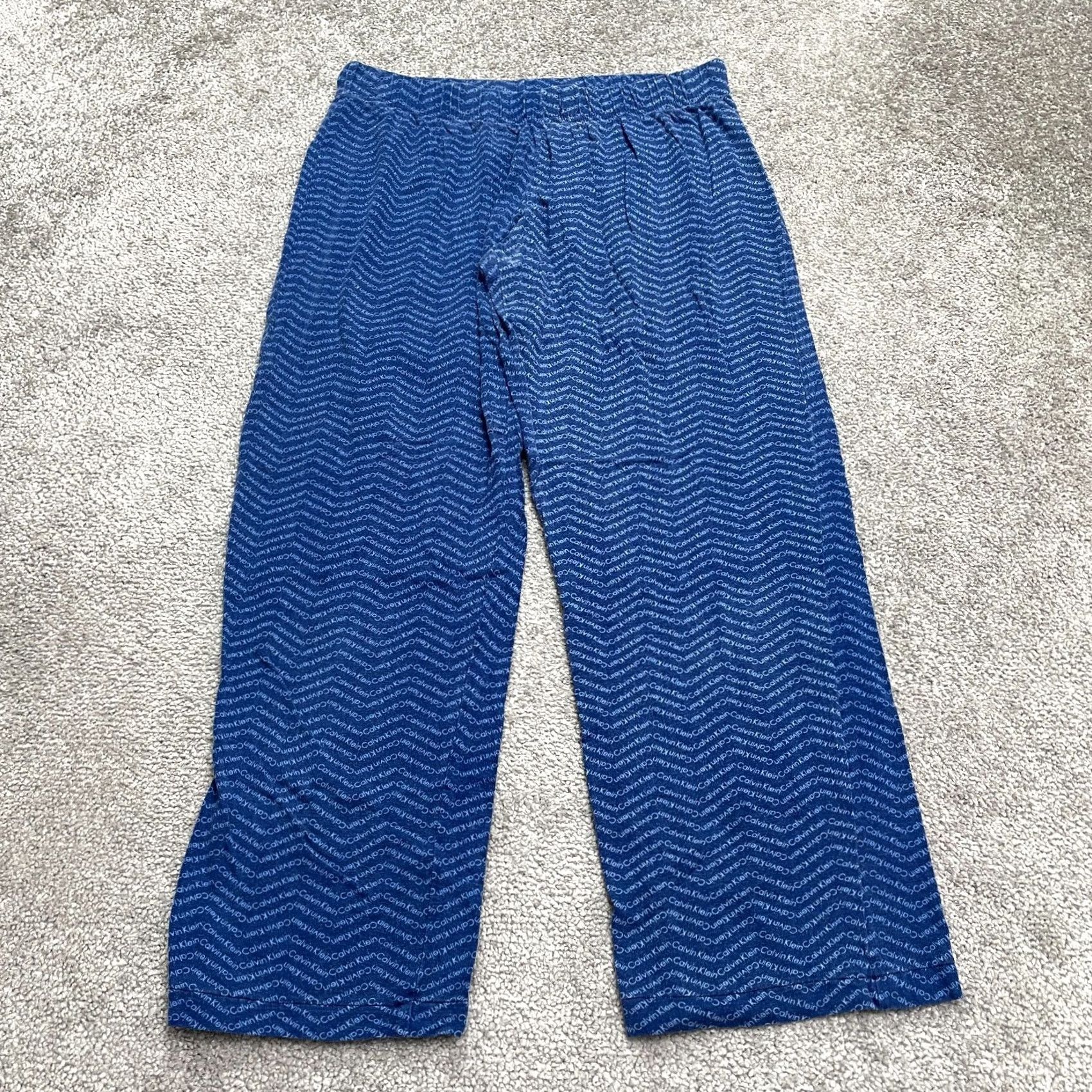Calvin Klein Calvin Klein Pajama Pants Womens XS Blue Cotton Blend Drawstring Elastic Herringbone Sleepwear Size 26" / US 2 / IT 38 - 2 Thumbnail