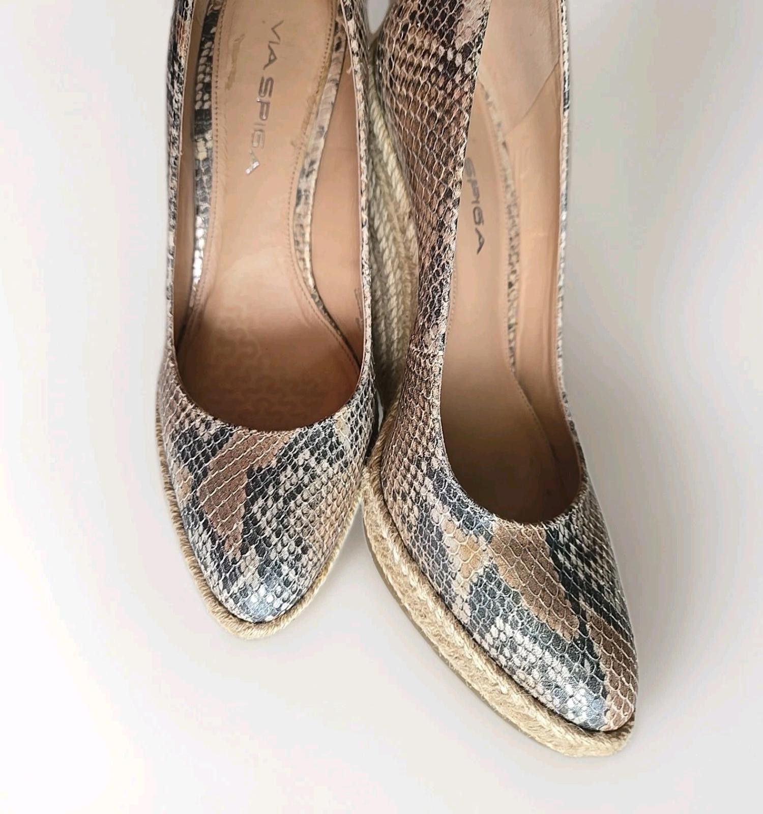Other Via Spiga Women's Wedge Heels Closed Shoes Snake Leather 8 M Size US 8 / IT 38 - 8 Thumbnail