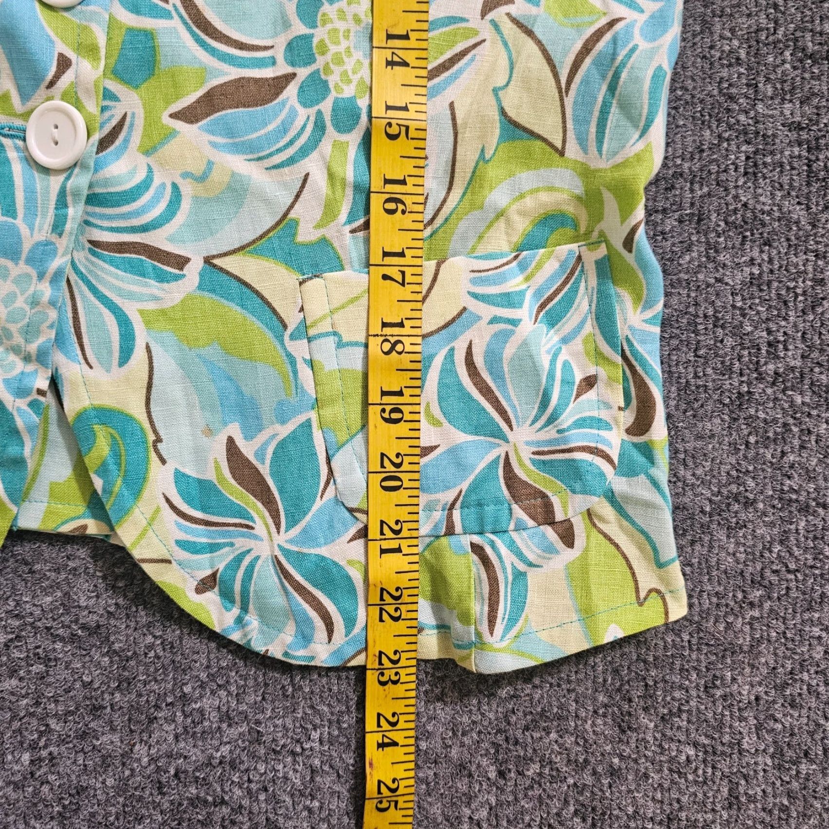 Vintage Lily Stanhope Jacket Womens 10 Green Linen Long Sleeve Floral Casual Blazer Size L / US 10 / IT 46 - 6 Thumbnail