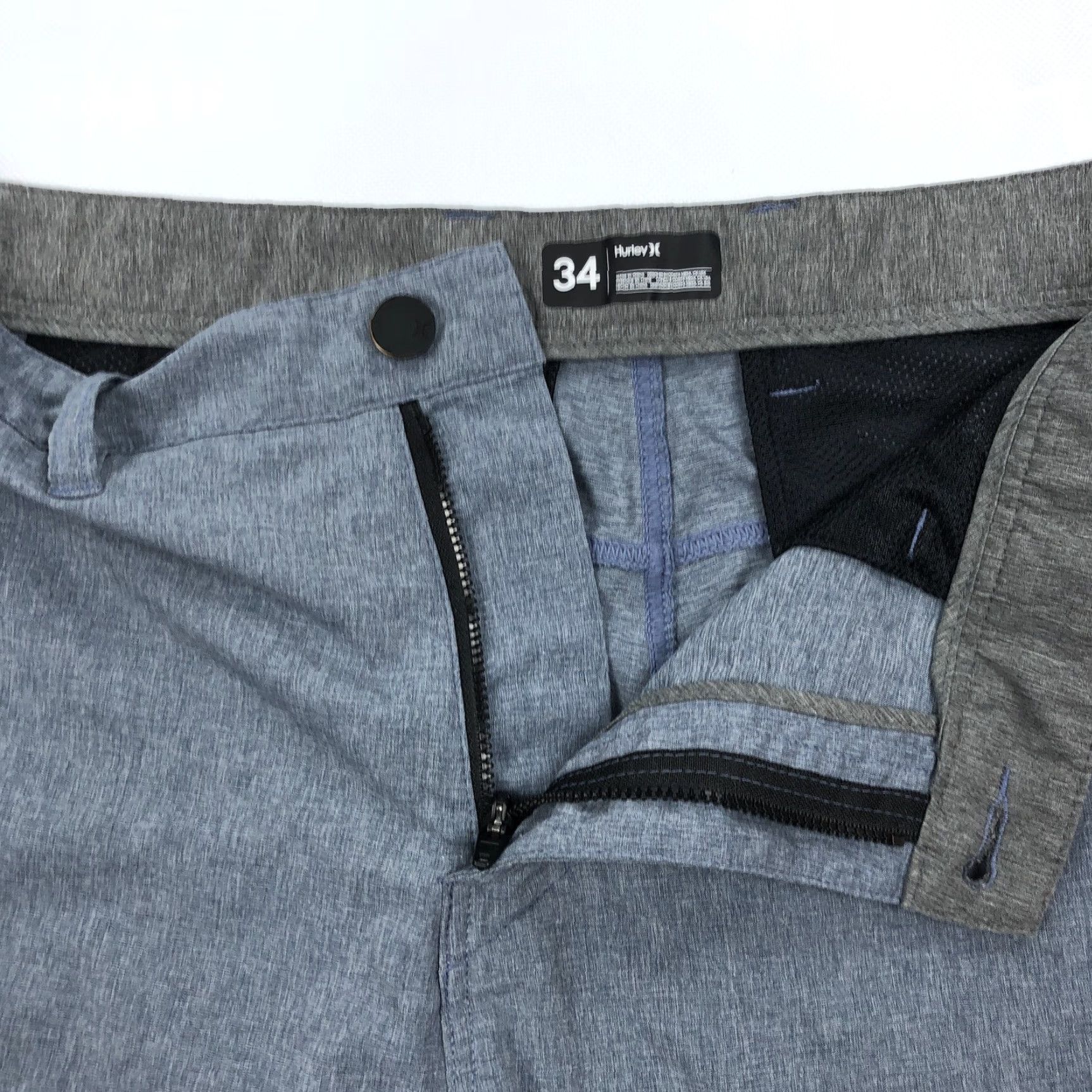 Hurley Hurley Phantom Men's Shorts 34 Gray Blue Heather Flat Front Chino Regular Moisture Wicking Shorts Utility Pocket Size US 34 / EU 50 - 7 Thumbnail