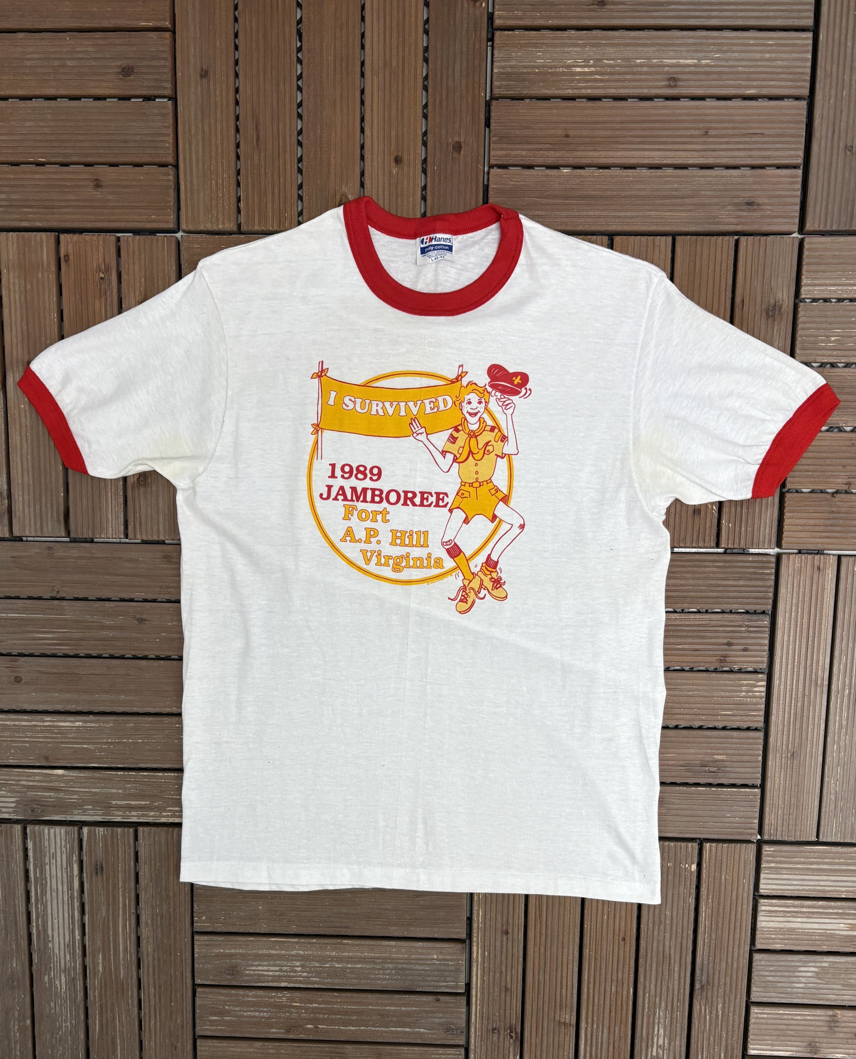 Vintage I Survived 1989 Jamboree Fort A.P. Hill Virginia Vintage Tee Size US L / EU 52-54 / 3 - 1 Thumbnail