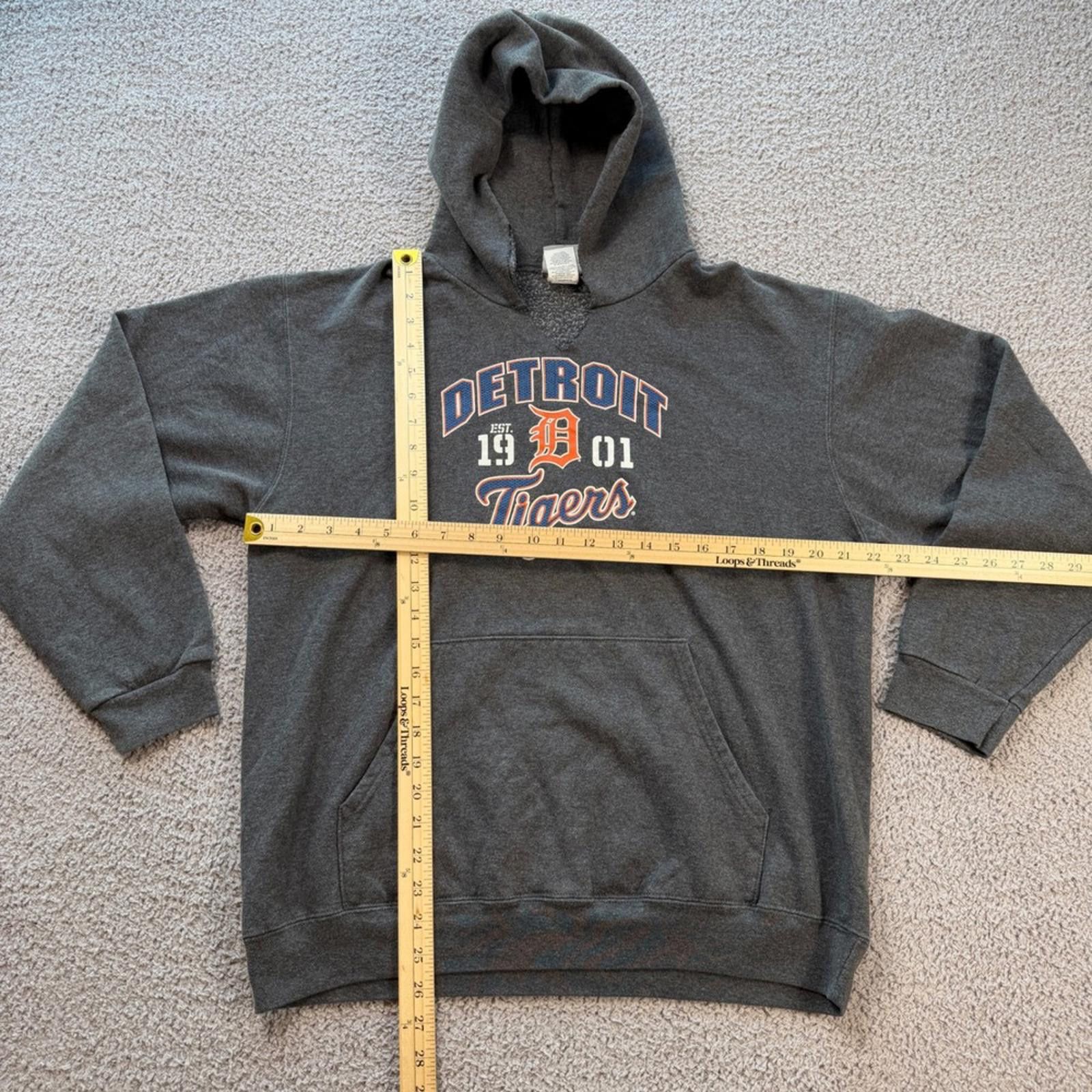 Other MLB Detroit Tigers Hoodie Men L Charcoal Pullover Sweatshirt Size US L / EU 52-54 / 3 - 2 Thumbnail