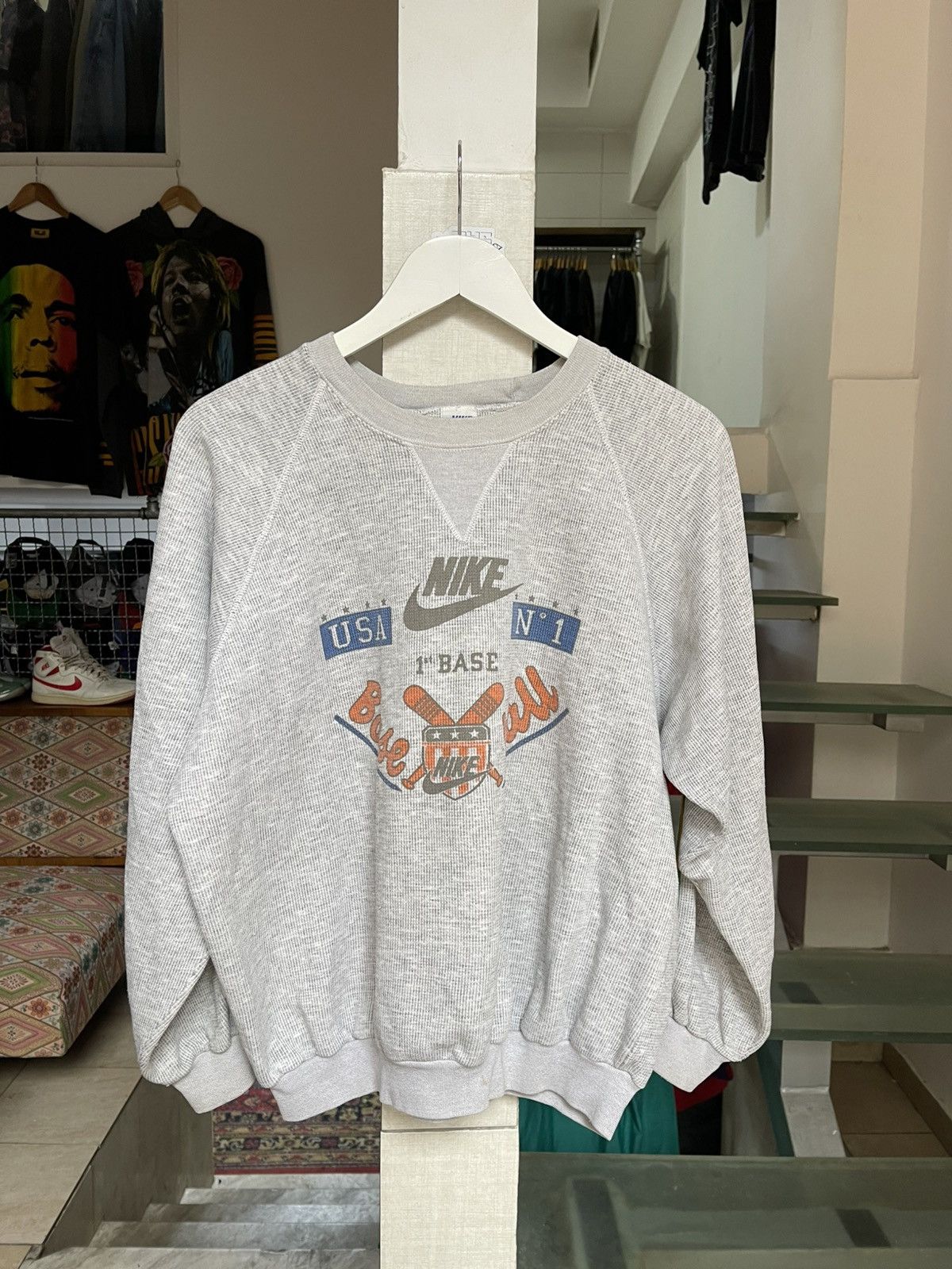 Nike × Vintage Nike Baseball 70s Thermal Sweater Size US L / EU 52-54 / 3 - 1 Thumbnail