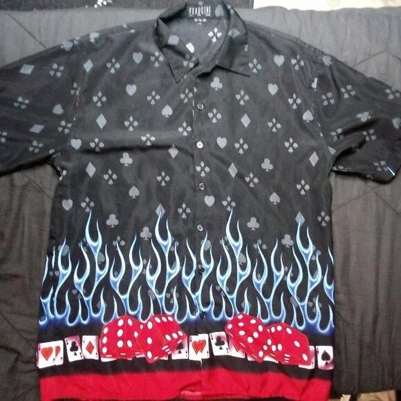 Vintage Vintage Y2K Gambling Dice Cards Flames Poker Casino Shirt Size US L / EU 52-54 / 3 - 1 Thumbnail