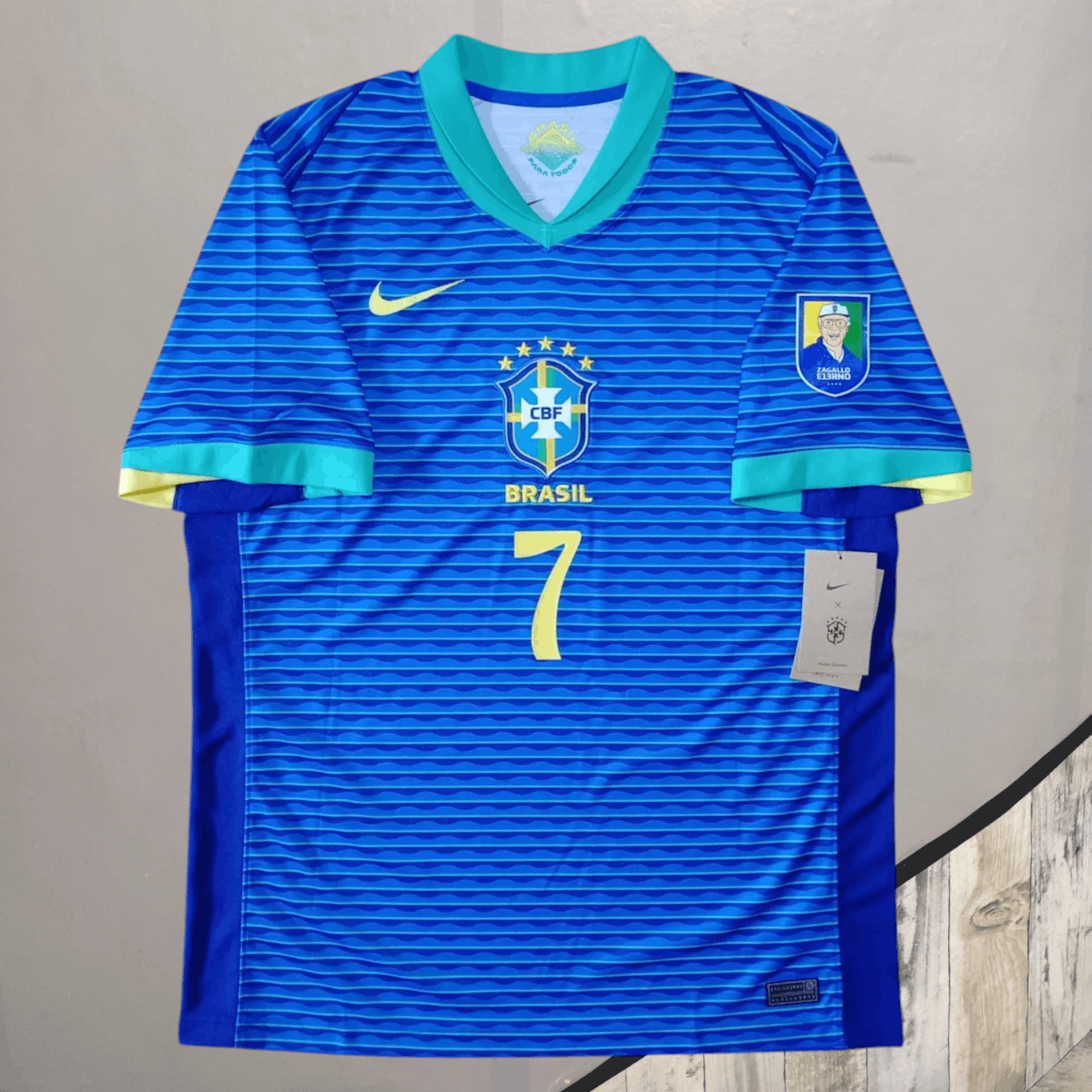 Nike Nike x Brazil 2024 Mario Zagallo #7 Vini Jr. Away Jersey Size US XL / EU 56 / 4 - 1 Thumbnail