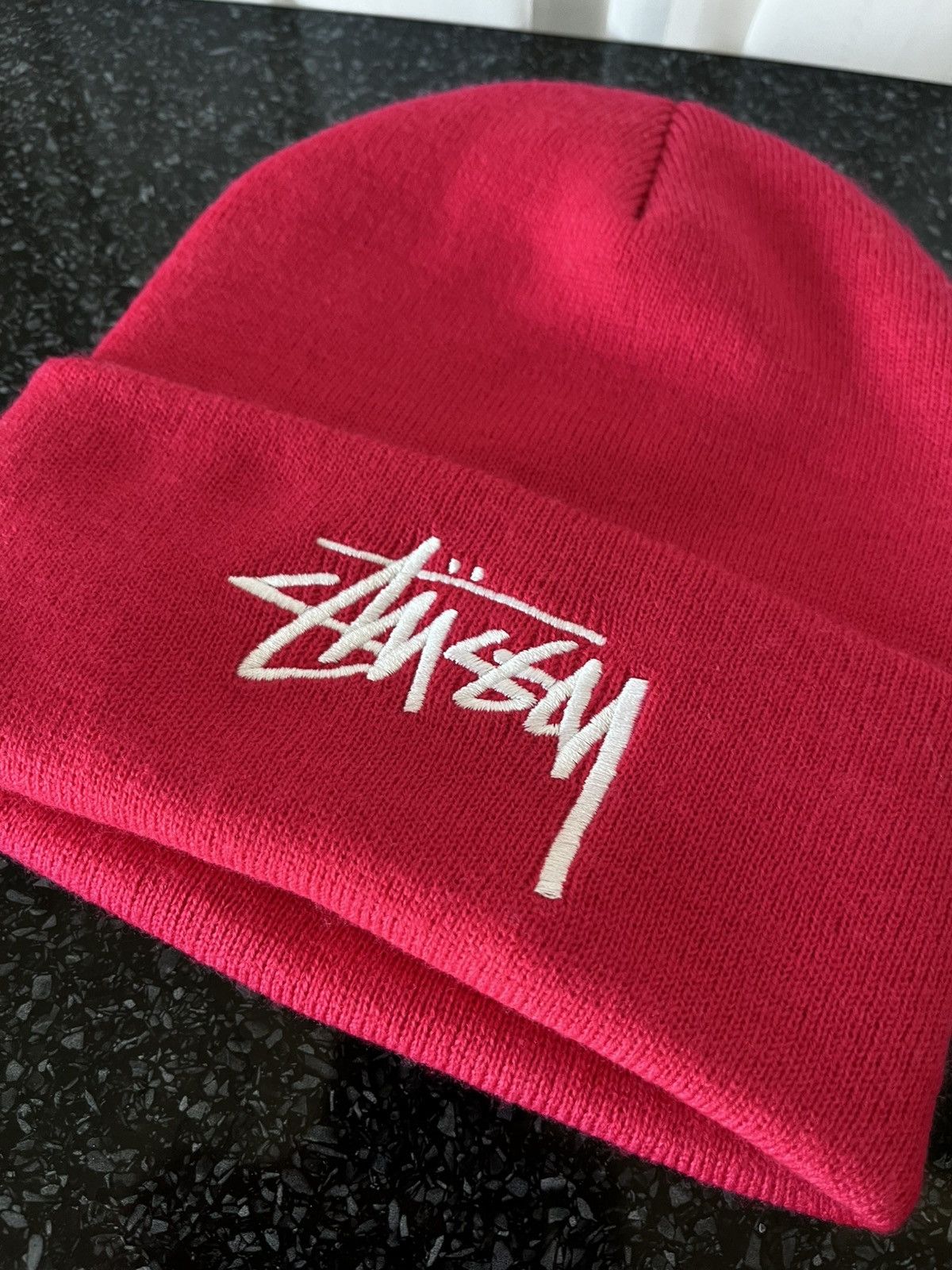 Stussy STUSSY STOCK CUFF BLACK BEANIE HAT OS PINK Y2K Rare Size ONE SIZE - 3 Thumbnail