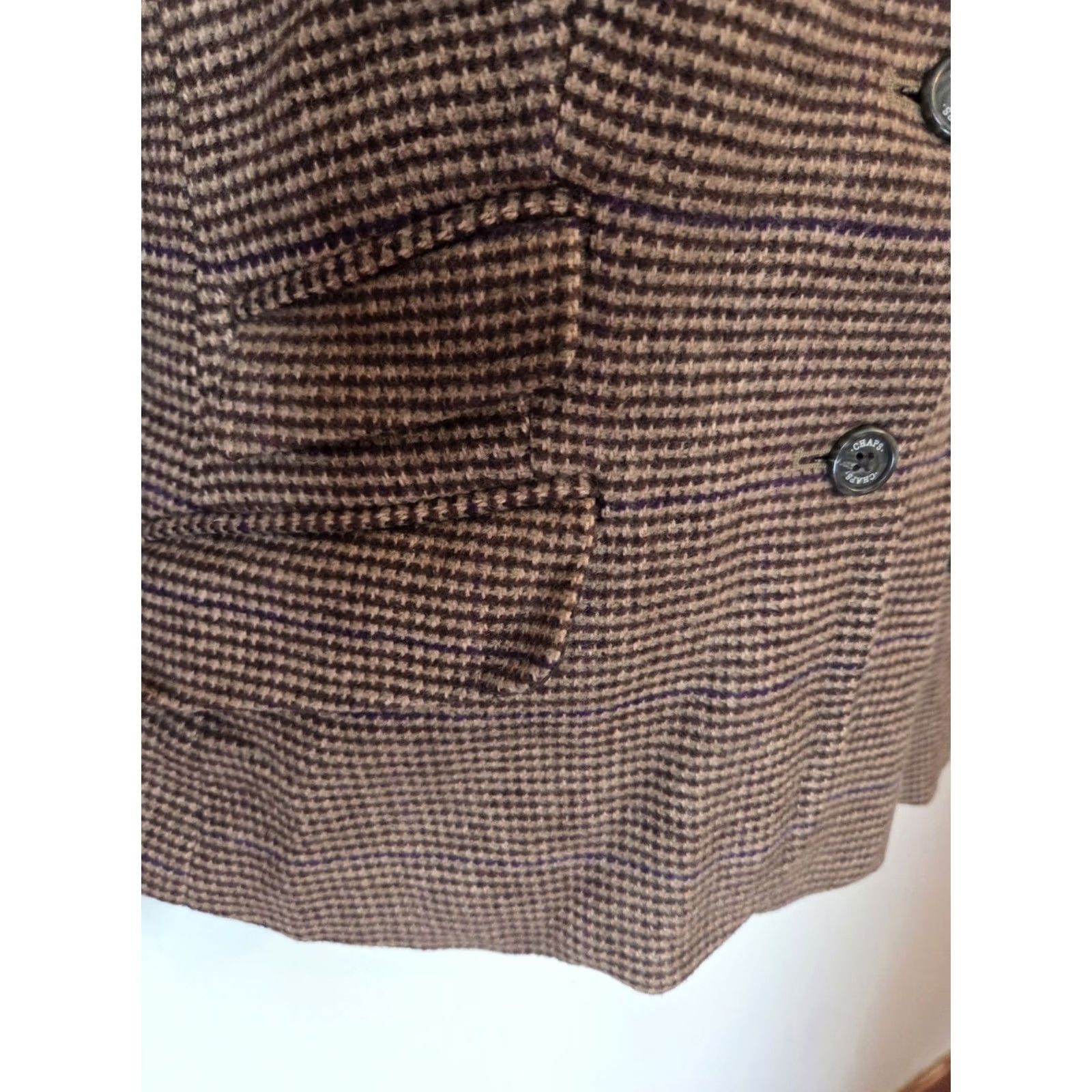Chaps Chaps Womens Brown Plaid Wool Blazer Jacket Size 8 Velvet Collar Size M / US 6-8 / IT 42-44 - 5 Thumbnail