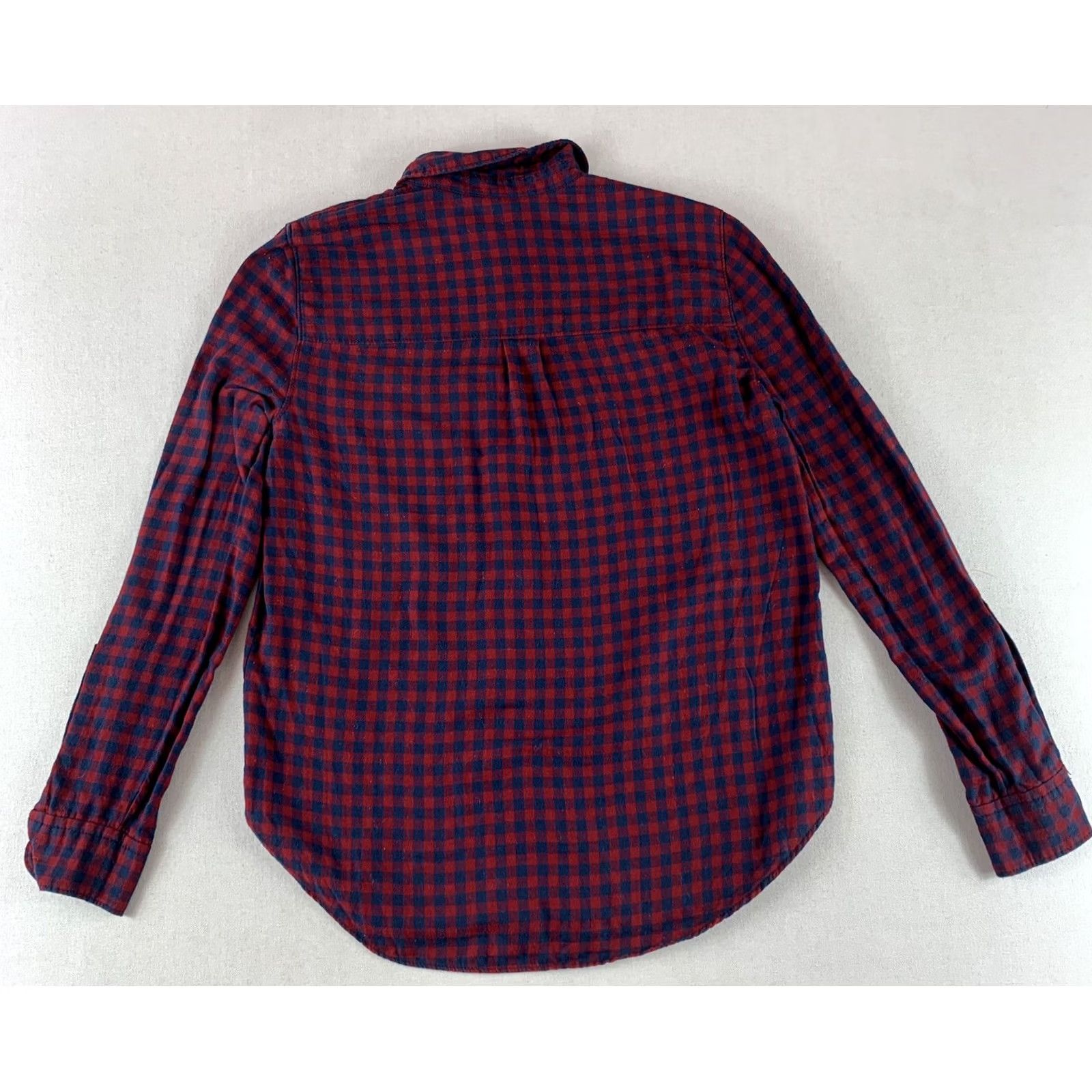 Madewell MADEWELL SHRUNKEN SHIRT WOMENS XXS BLUE RED CHECK LONG SLEEVE COLLAR Size XXS / US 00 / IT 34 - 2 Thumbnail