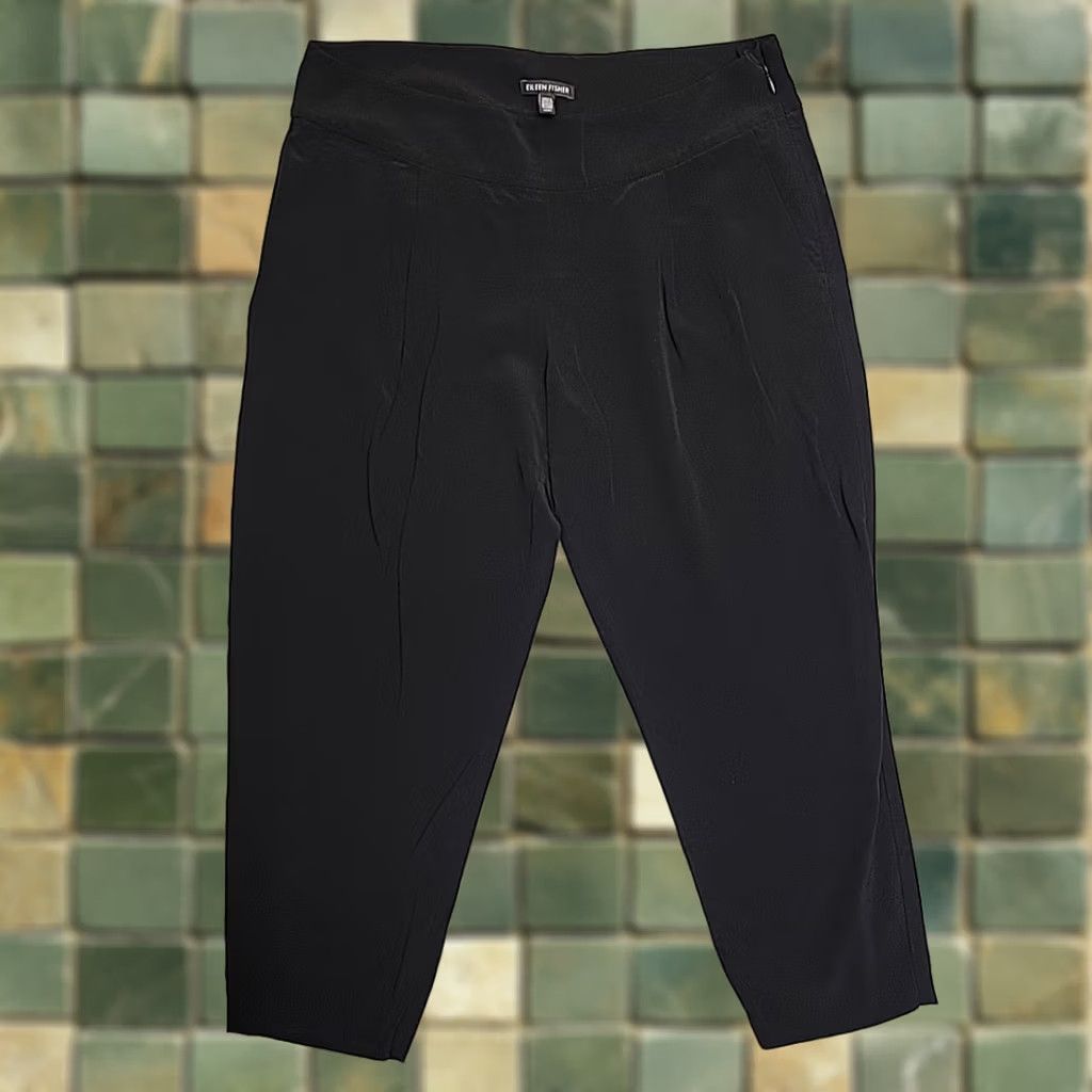 Eileen Fisher Eileen Fisher Pants Womens L Black Yoga Tencel Viscose Cropped Minimalist Gym & Training, Casual Ladies, Solid Pullover On Pants Size 36" / US 14 / IT 50 - 1 Thumbnail