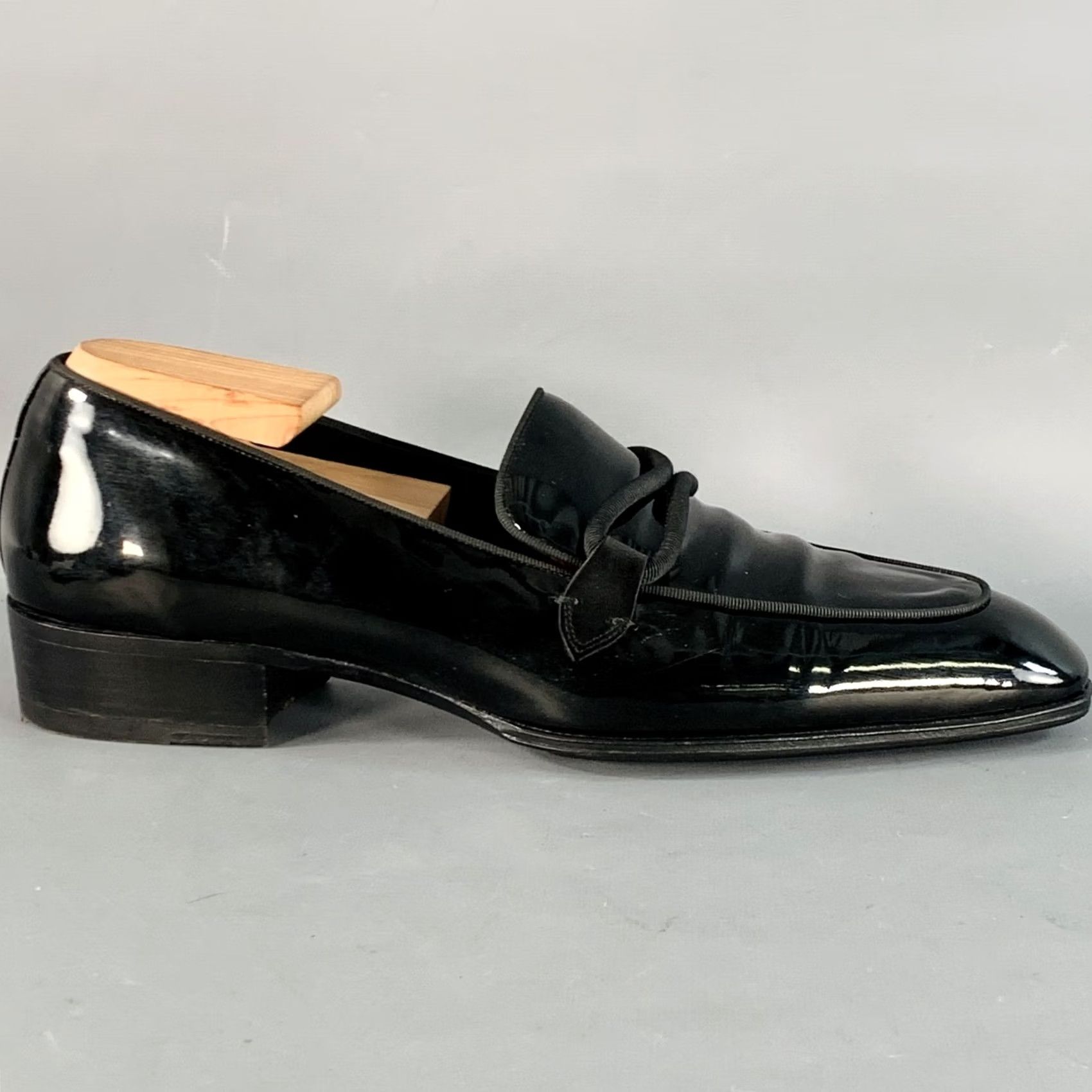 Tom Ford TOM FORD Slip On Mens Black Size Nero Patent Leather Grosgrain Trim Loafers Size US 11 / EU 44 - 2 Thumbnail