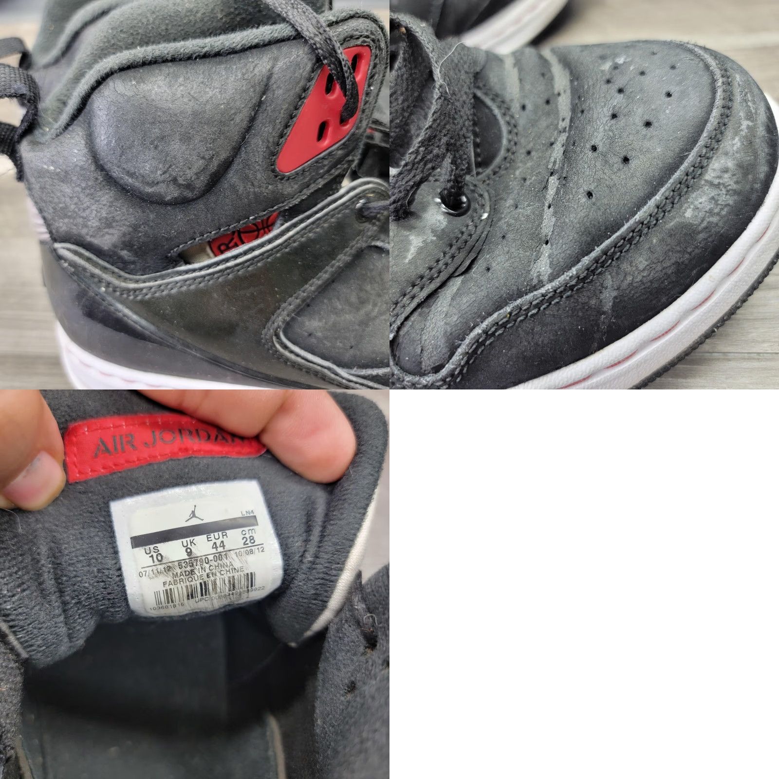 Jordan Brand Jordan SC-1 Shoes Mens 10 Black Red White High Top Basketball 535790-006 Size US M / EU 48-50 / 2 - 8 Thumbnail