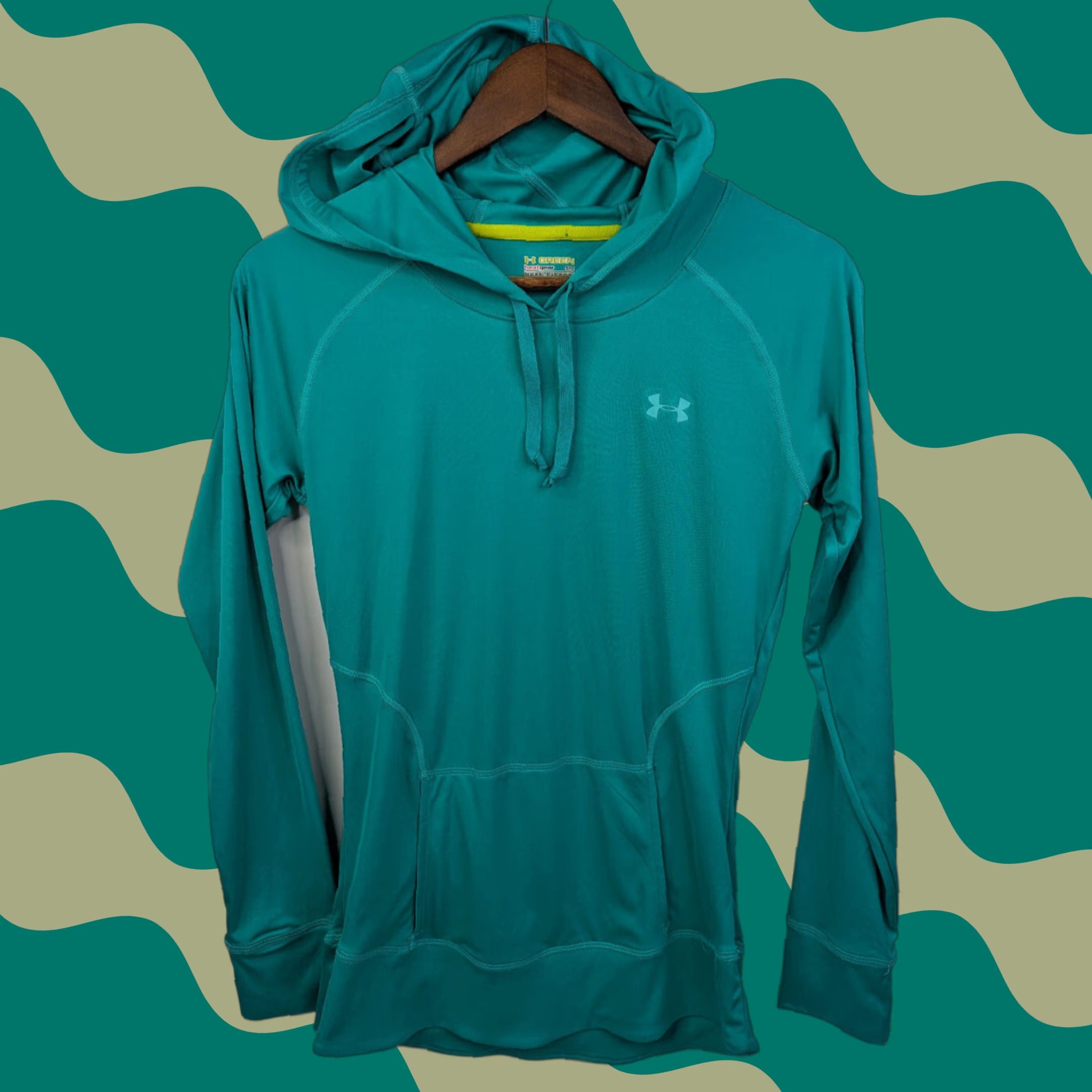 Under Armour Under Armour HeatGear Hoodie Shirt Women’s Small Teal Green Semi-Fitted Zip Hooded CrossFit Activewear Pullover Crew Neck Long Sleeve Size S / US 4 / IT 40 - 1 Thumbnail