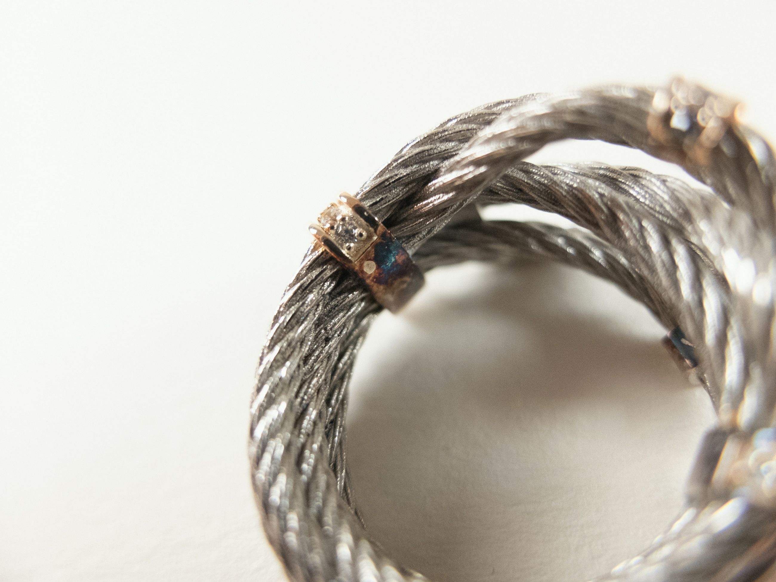 Bottega Veneta BOTTEGA VENETA Cord twisted silver ring w zirconia crystals Size ONE SIZE - 6 Thumbnail
