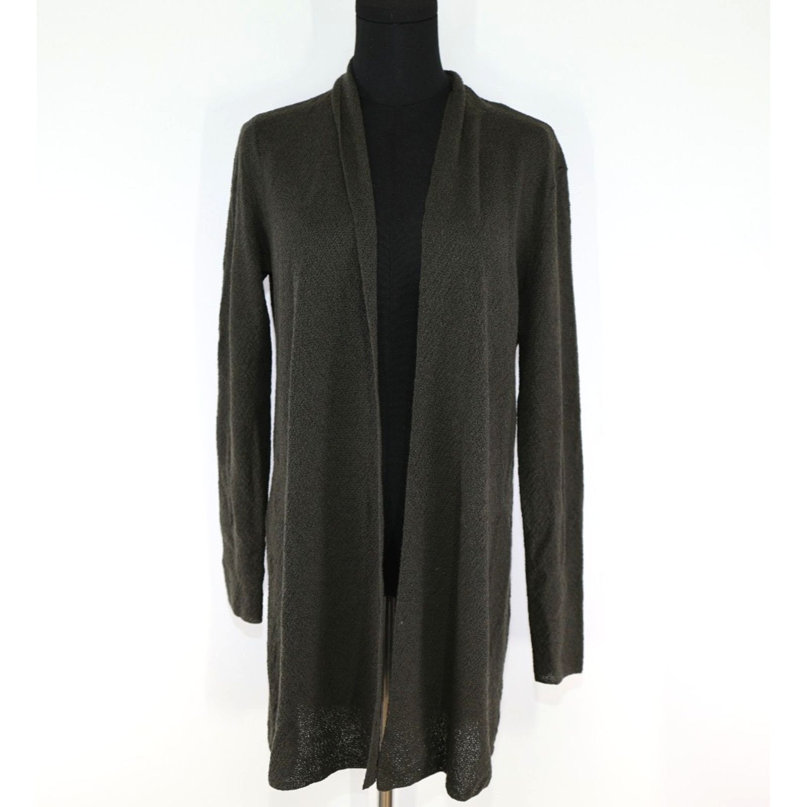 Eileen Fisher EILEEN FISHER Olive Green Wool Knit Long Cardigan Sweater XS Size XS / US 0-2 / IT 36-38 - 2 Thumbnail