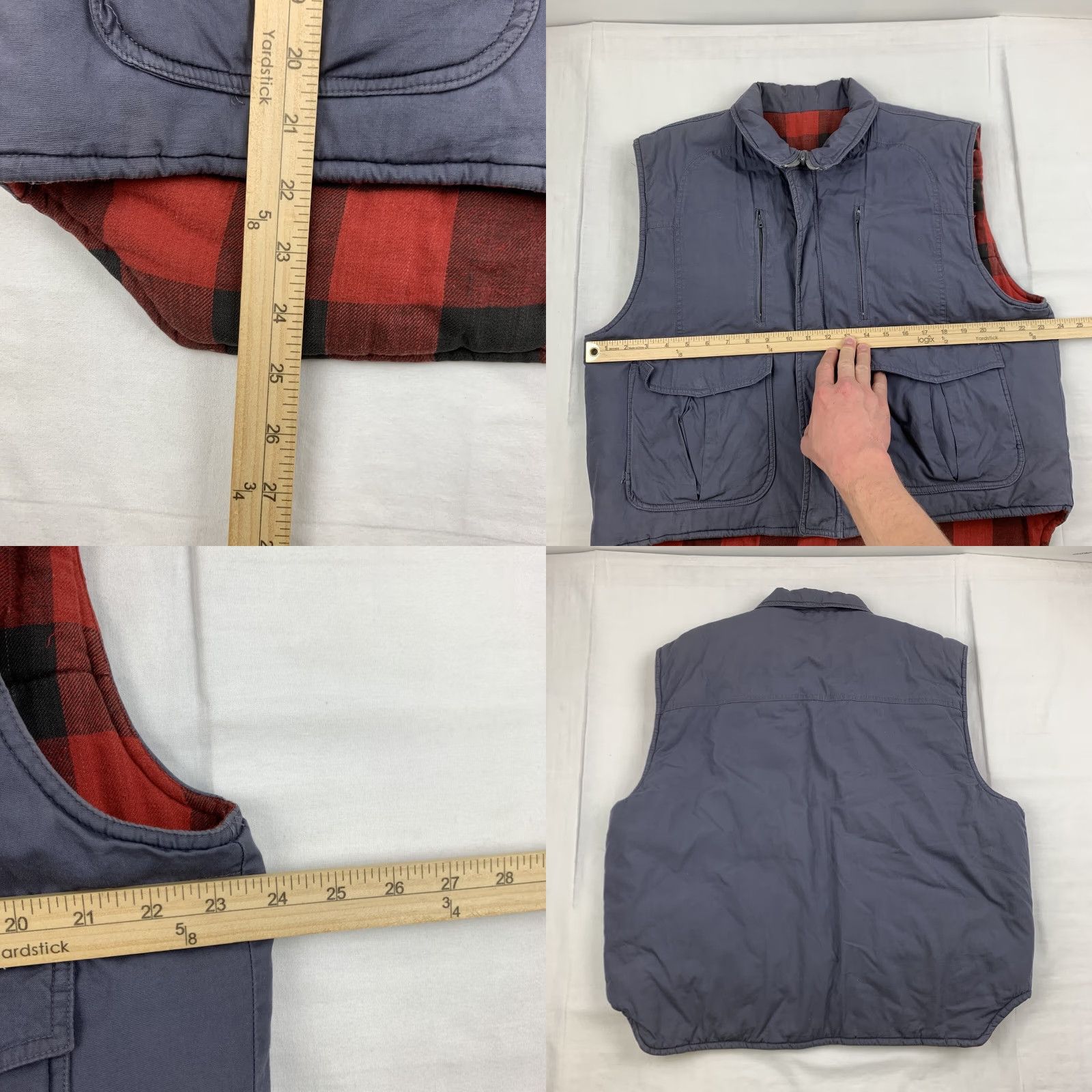 Vintage VINTAGE Guys Actionwear Puffer Vest Adult Large Blue Red Plaid Reversible 90s Size US L / EU 52-54 / 3 - 8 Thumbnail
