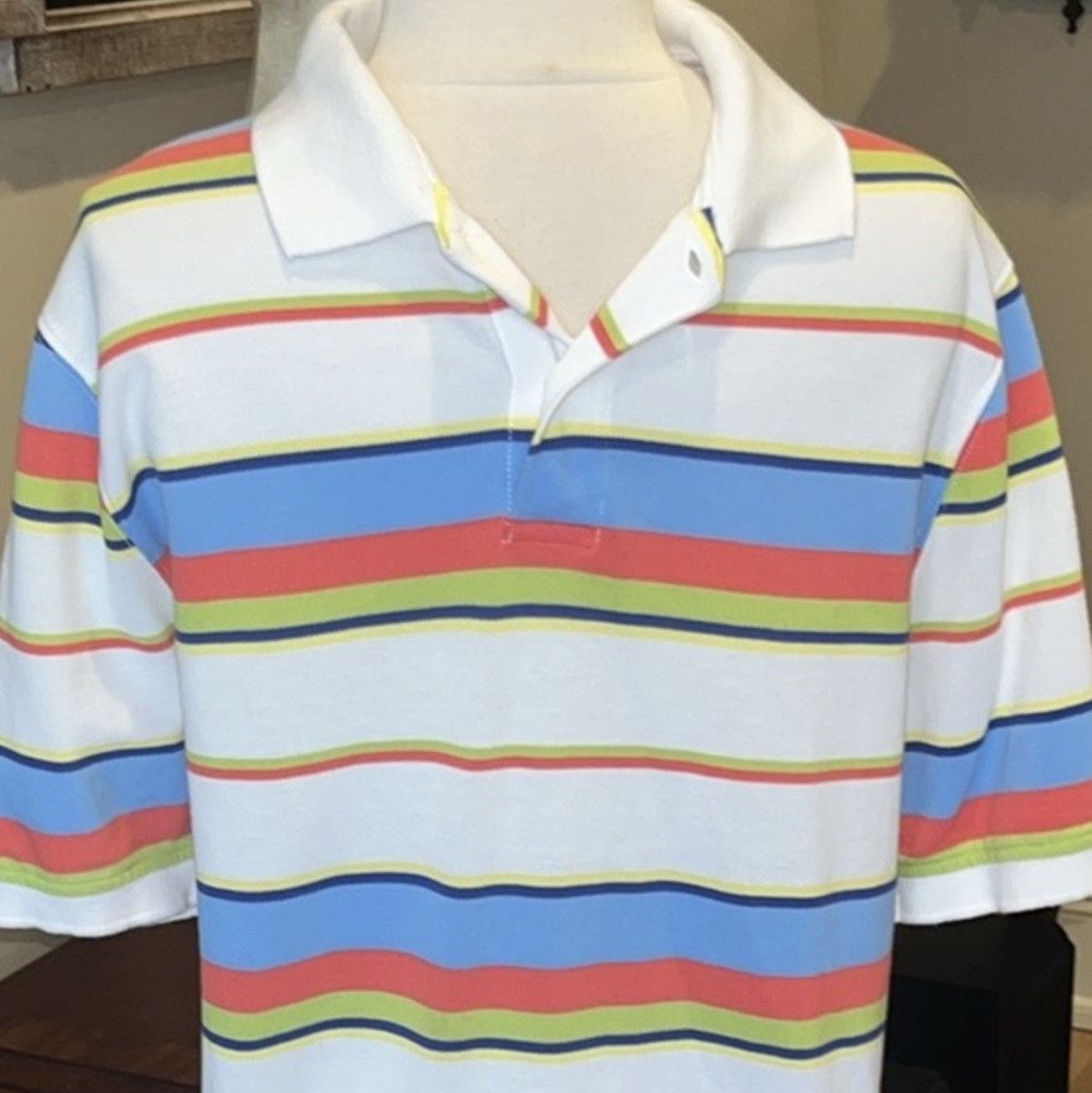 Saddlebred White Multicolor Striped Polo Short Sleeve Size US S / EU 44-46 / 1 - 1 Thumbnail