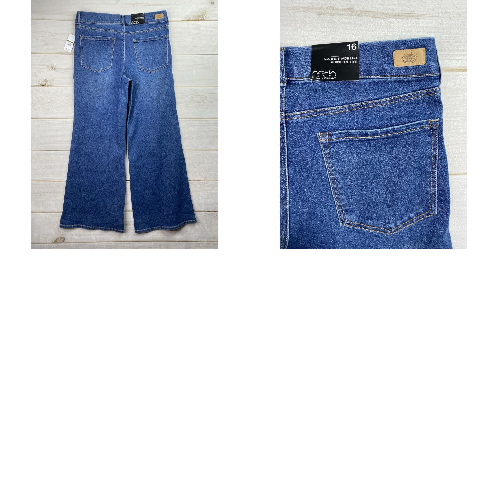 Vintage Sofia Vergara Sofia Jeans 16 Margot Wide-Leg High Rise Waist Distressed NWT Jeans Womens Size 38" / US 16 / IT 52 - 9 Thumbnail