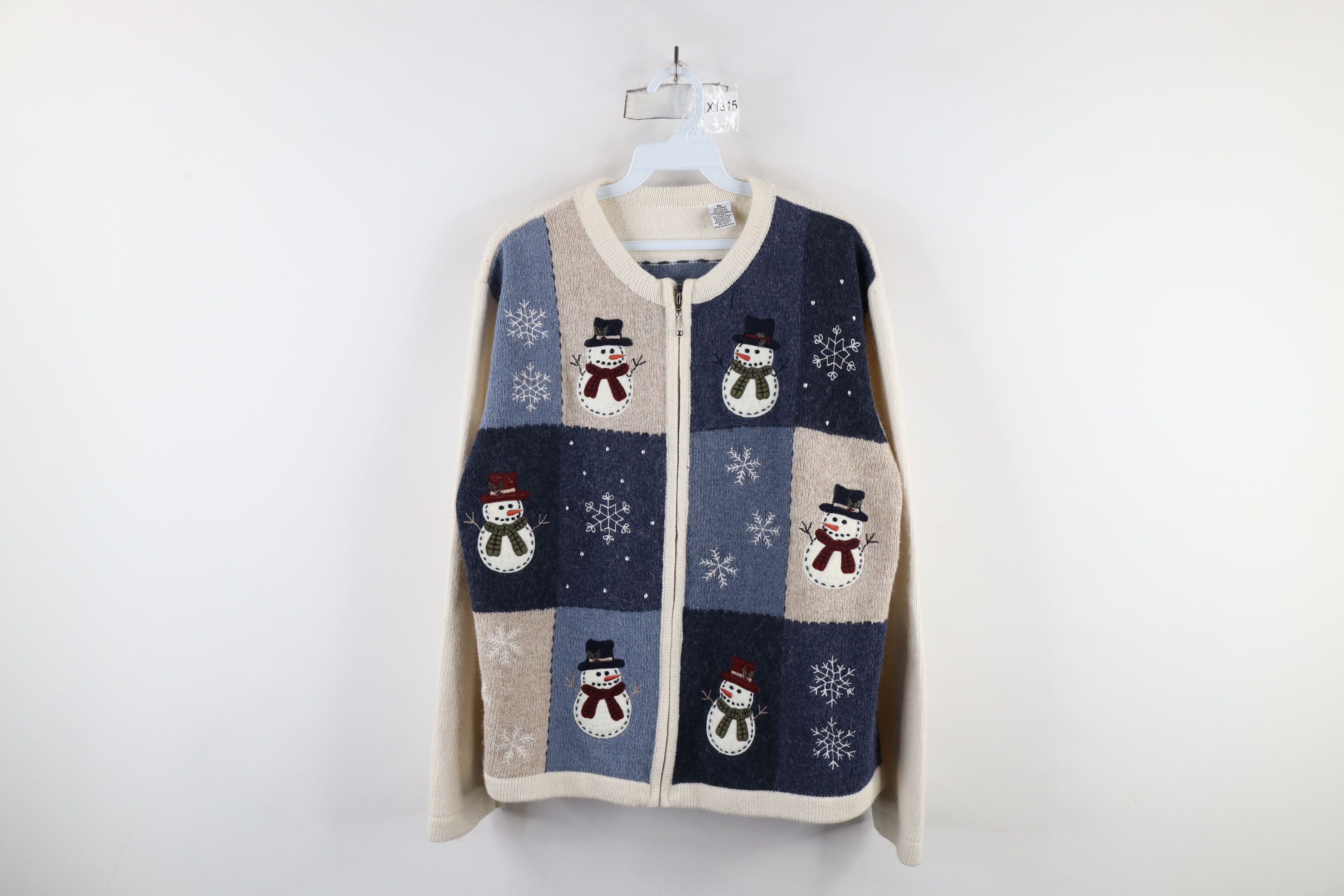 Vintage Vintage 90s Streetwear Christmas Full Zip Cardigan Sweater Size XL / US 12-14 / IT 48-50 - 1 Thumbnail