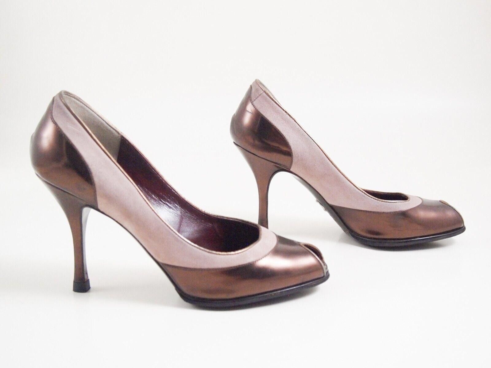 Designer Dolce & Gabbana Heels Bronze Leather Suede US 7 EU 37 Size US 7 / IT 37 - 5 Thumbnail