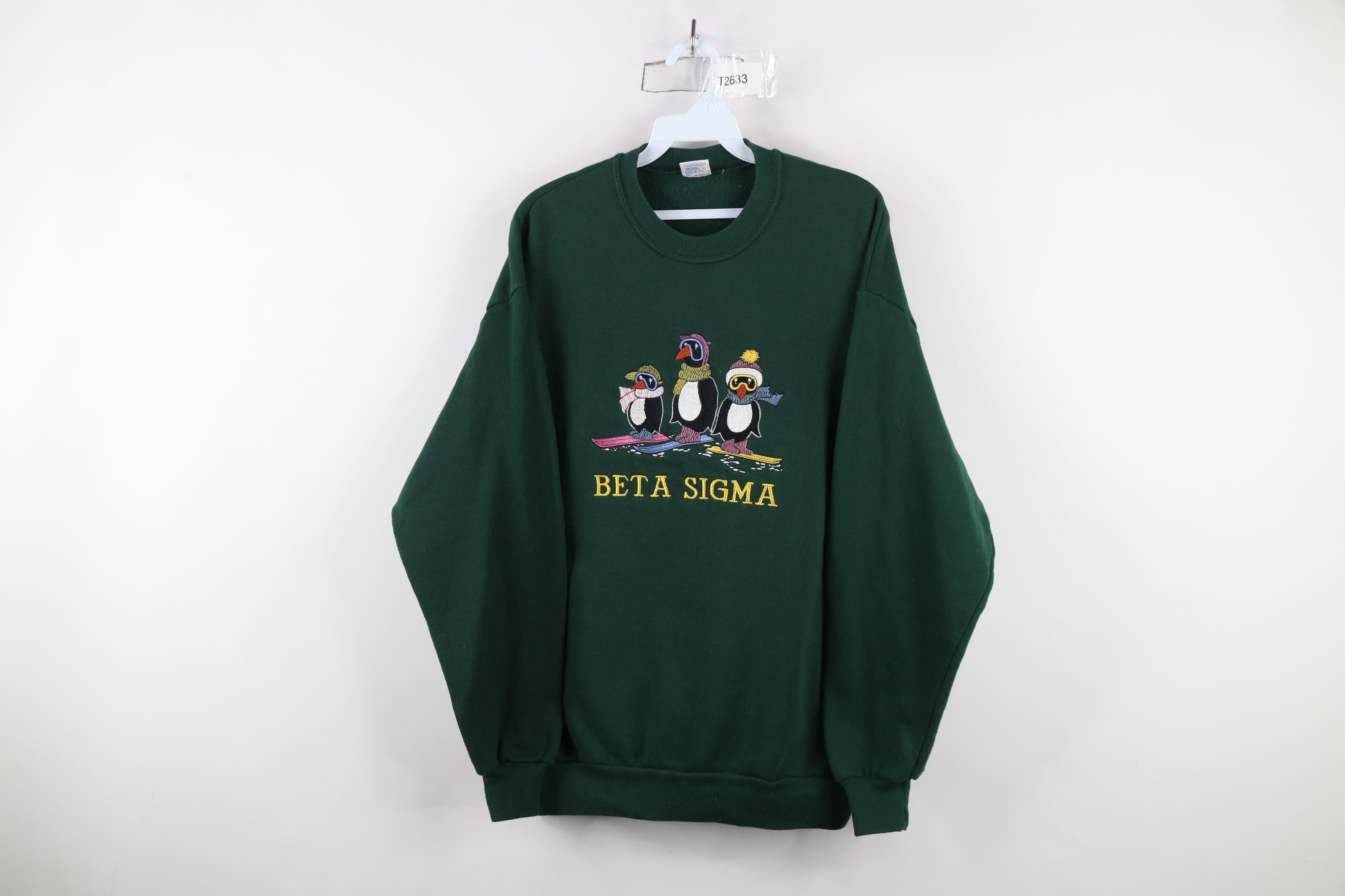 Vintage Vintage 90s Fraternity Penguins Crewneck Sweatshirt USA Size US XL / EU 56 / 4 - 1 Thumbnail