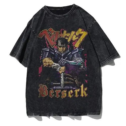 image of Berserk T-Shirt Anime Vintage Graphic Print, Men's (Size XL)