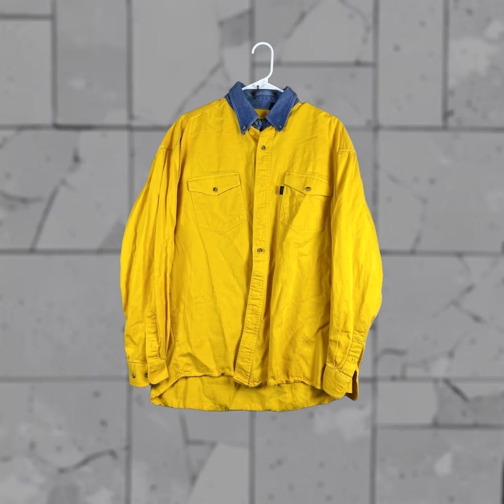 Roper Roper Mens L Yellow Denim Collar Western Button Up Shirt Size US L / EU 52-54 / 3 - 1 Thumbnail