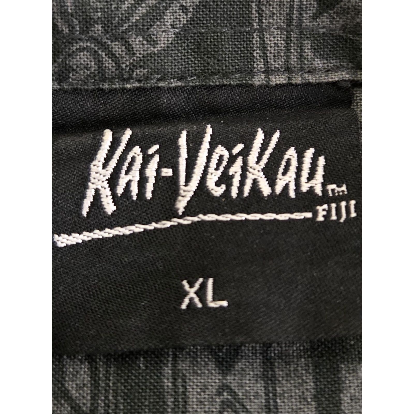 ALOHAS Kai-Veikau Fiji Shirt Mens XL Gray Hawaiian Aloha Tribal Tapa Print Button Up Size US XL / EU 56 / 4 - 6 Thumbnail