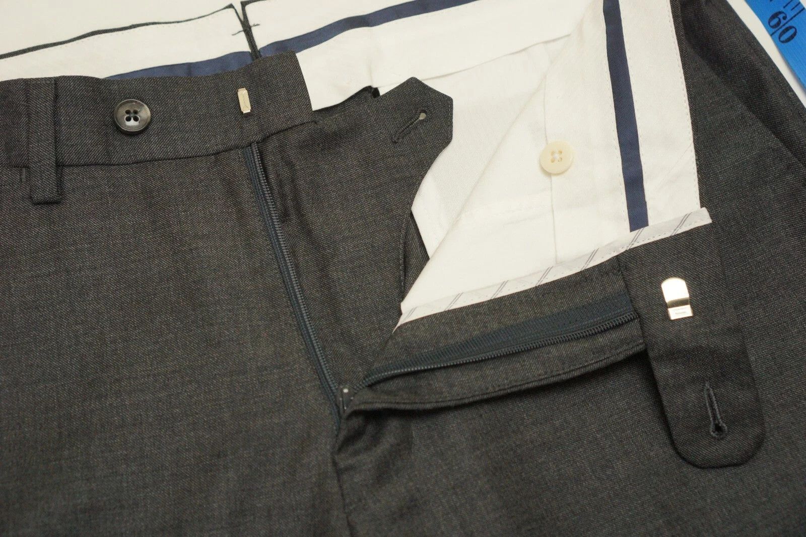 Suitsupply Men Suitsupply 3 Piece Suit Dark Grey Lazio 110's Wool US36 Size 36R - 9 Thumbnail
