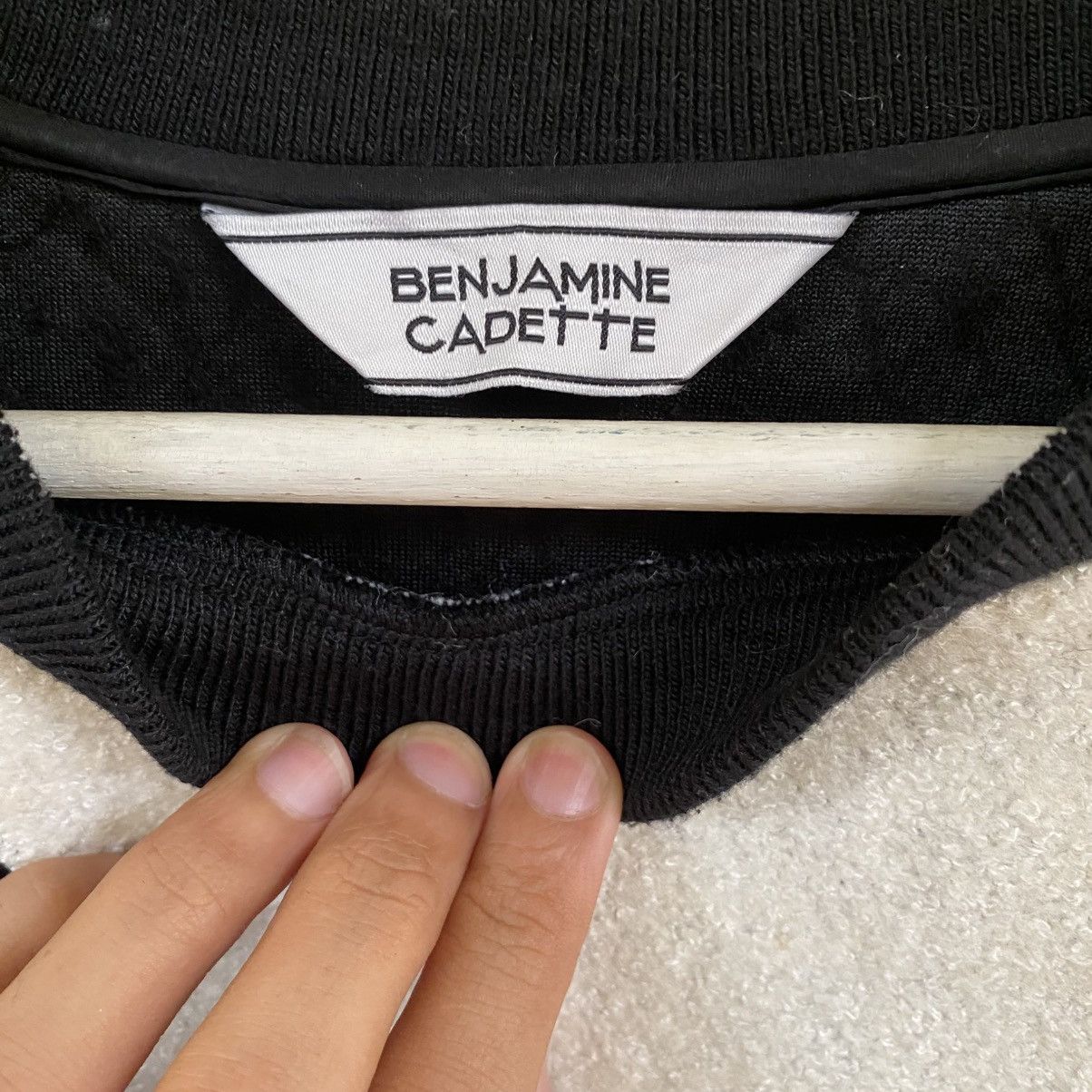 Designer × Japanese Brand 💥 BENJAMINE CADETTE BLACK WHITE WOOL CREWNECK SWEATER Size US M / EU 48-50 / 2 - 6 Thumbnail