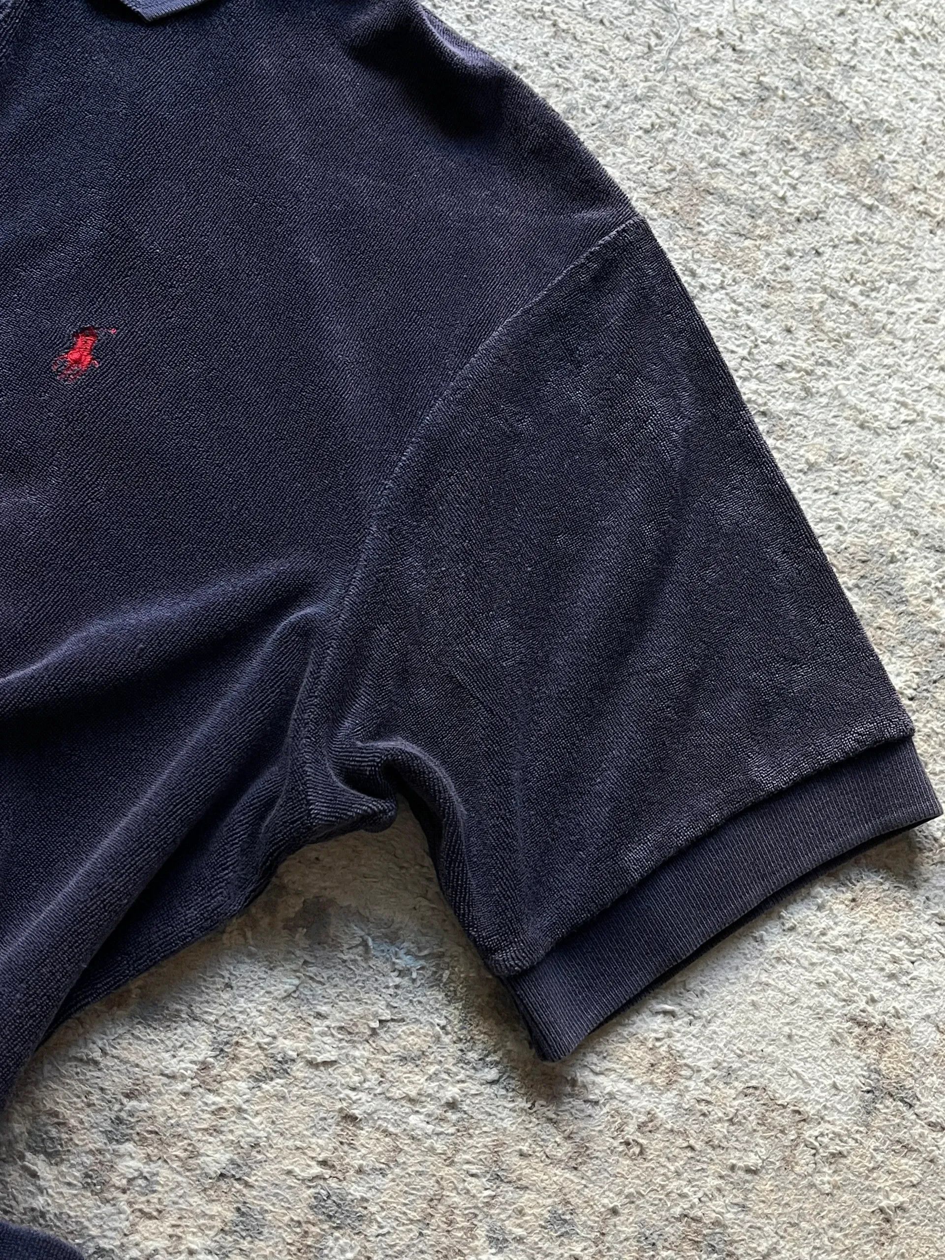 Polo Ralph Lauren Polo Ralph Lauren Navy Small Pony Towel Polo Shirt Sz L Size US L / EU 52-54 / 3 - 12 Thumbnail
