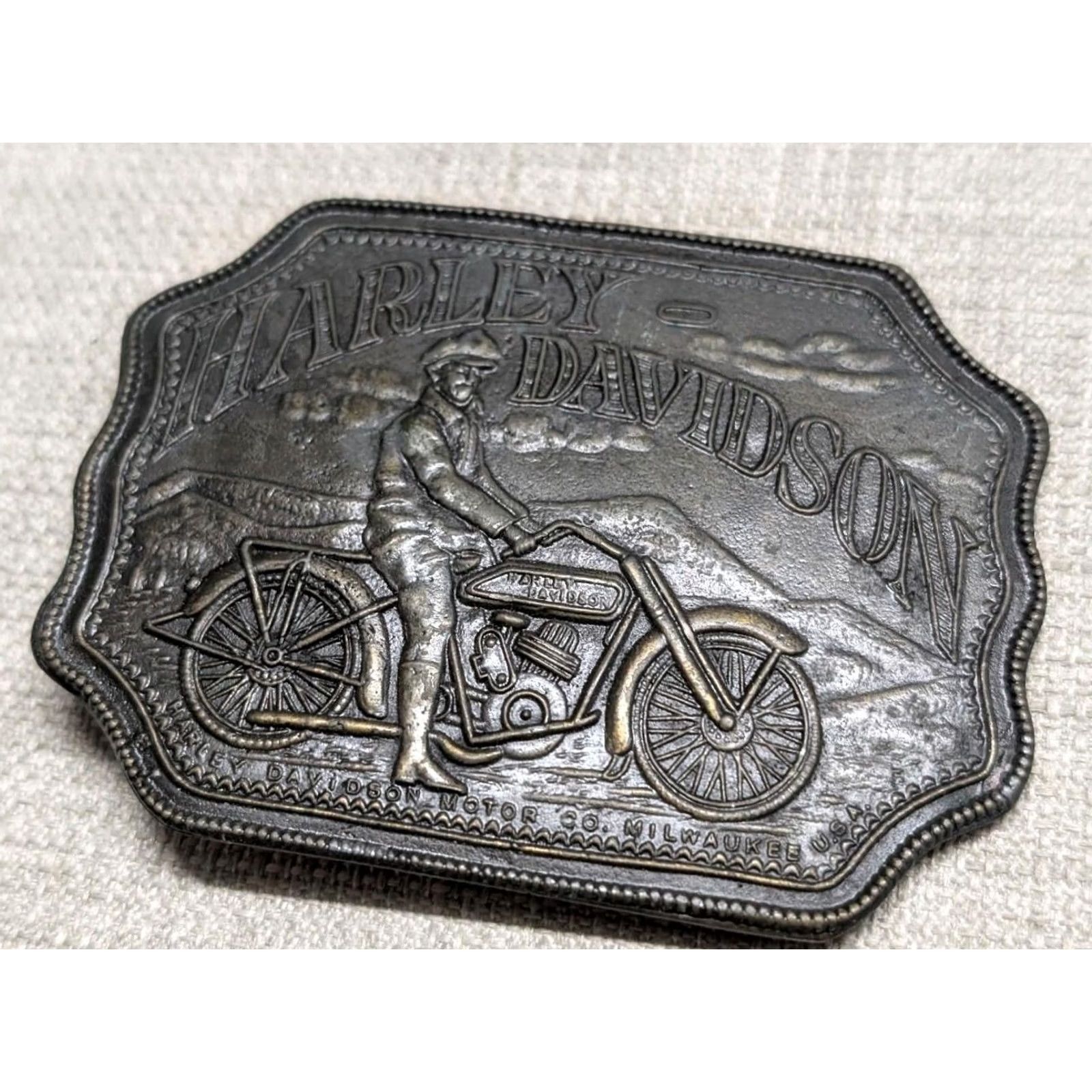 Harley Davidson VINTAGE HARLEY DAVIDSON belt buckle BRASS 1970s biker motorcycles western Mens Size ONE SIZE - 2 Thumbnail