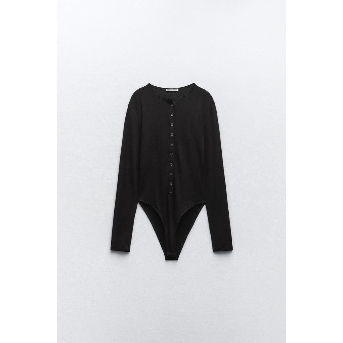 Zara Zara Black Semi Sheer Long Sleeve Bodysuit With Button Front Size M / US 6-8 / IT 42-44 - 1 Thumbnail
