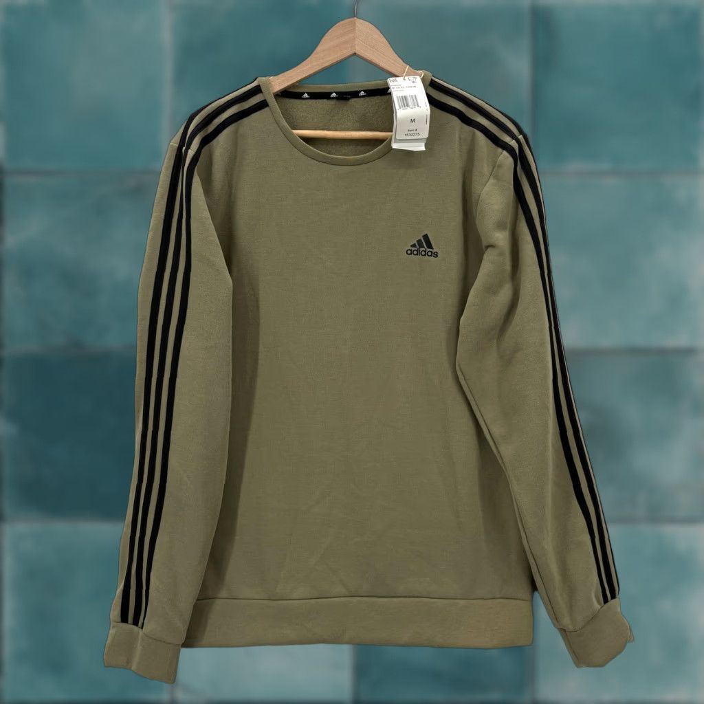 Adidas Adidas Sweatshirt Mens Medium Green Fleece Crewneck Pullover 3-Stripes Casual Shirt/Top Striped Logo Winter Mens Size US M / EU 48-50 / 2 - 1 Thumbnail