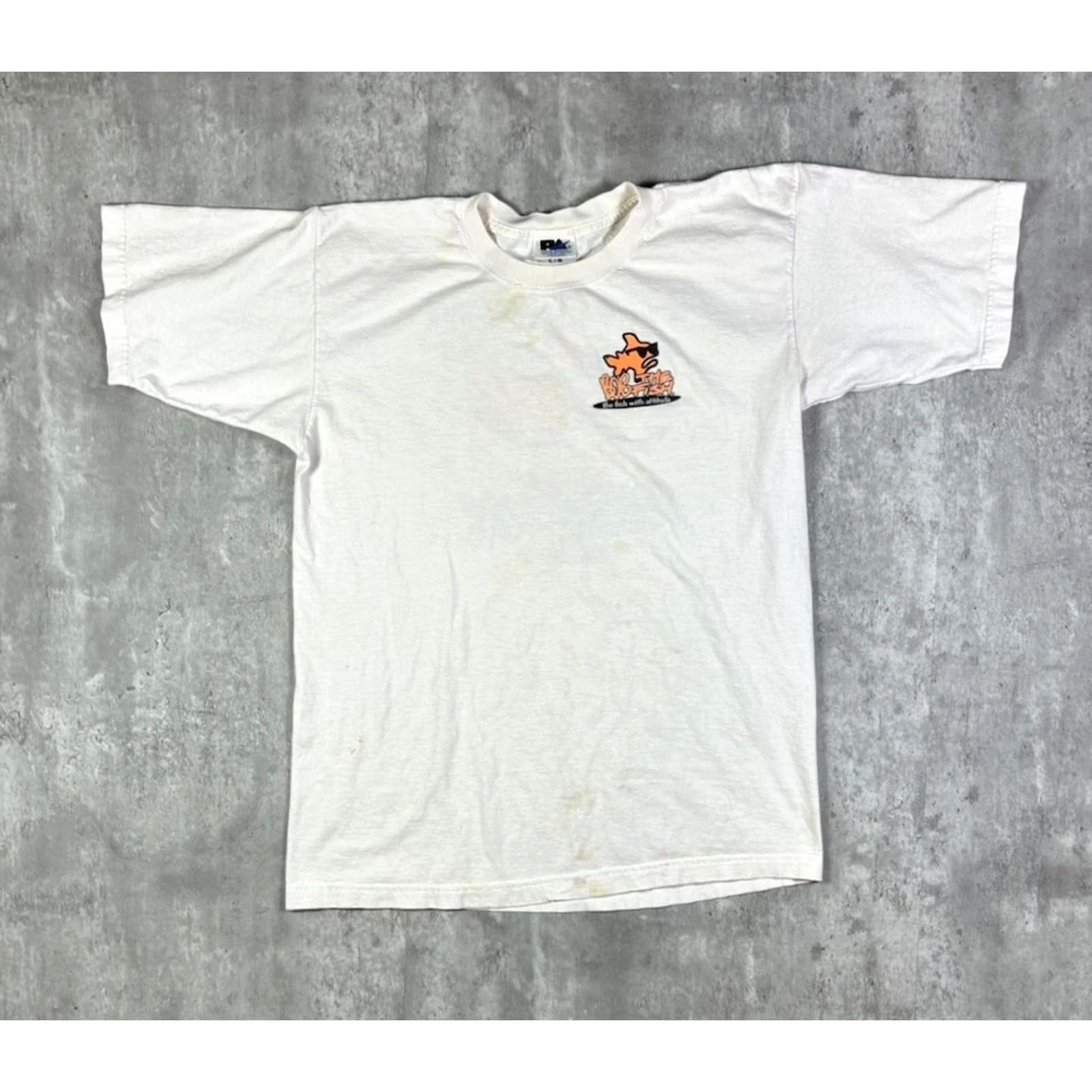 Gildan Vintage 90s Bob The Fish Funny Comedy Shirt L White Size US L / EU 52-54 / 3 - 7 Thumbnail