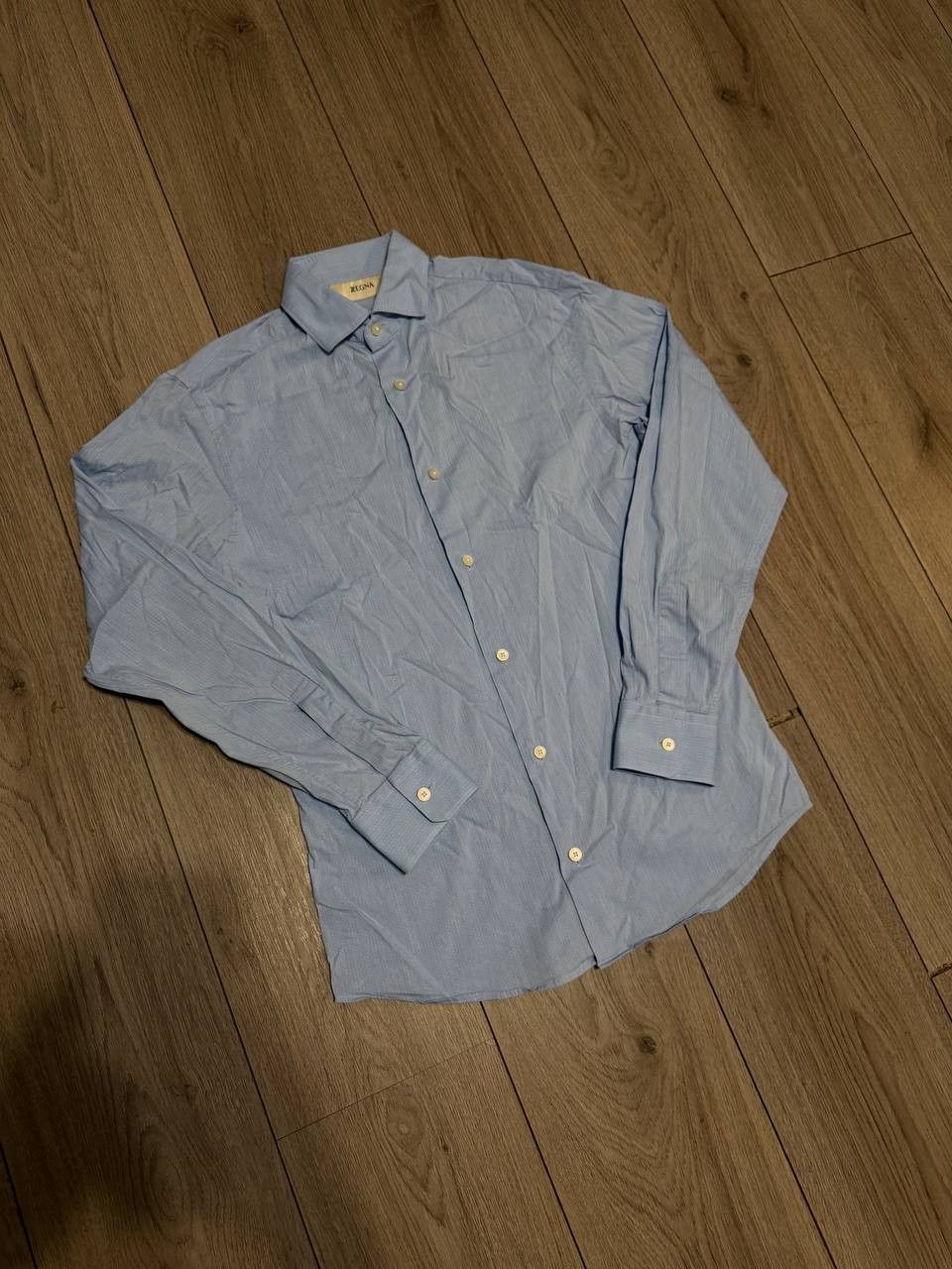 Z Zegna zegna shirt mens size 15/38 blue stretch long sleeve Size US S / EU 44-46 / 1 - 1 Thumbnail