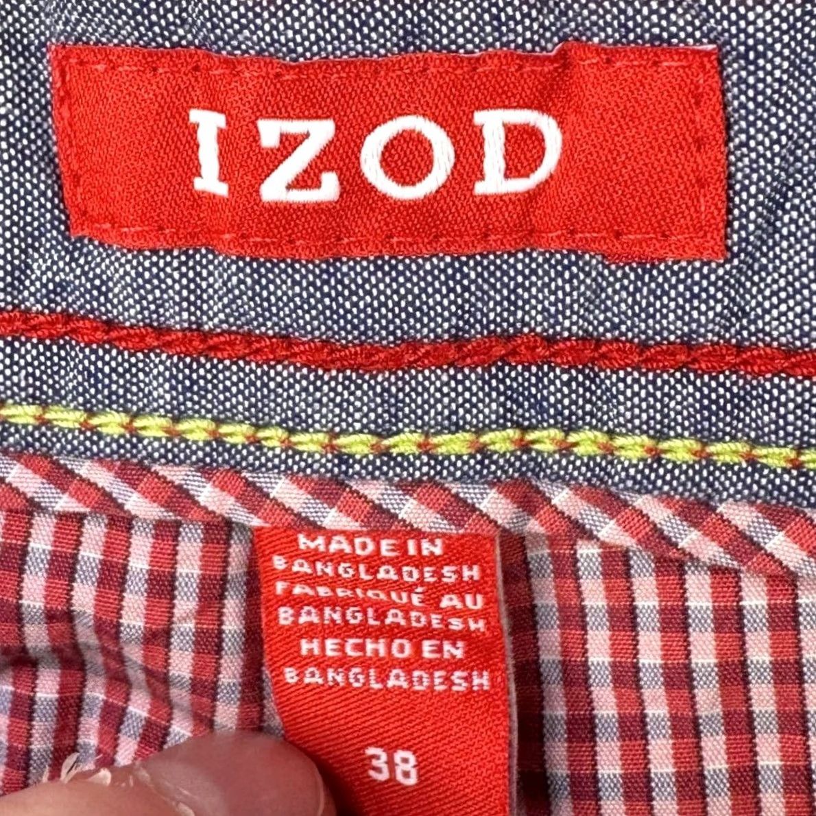 Izod IZOD Mens Khakis Shorts 38X10.5 Red Pin Check Flat Front Pockets 100% Cotton NEW Size US 38 / EU 54 - 4 Thumbnail