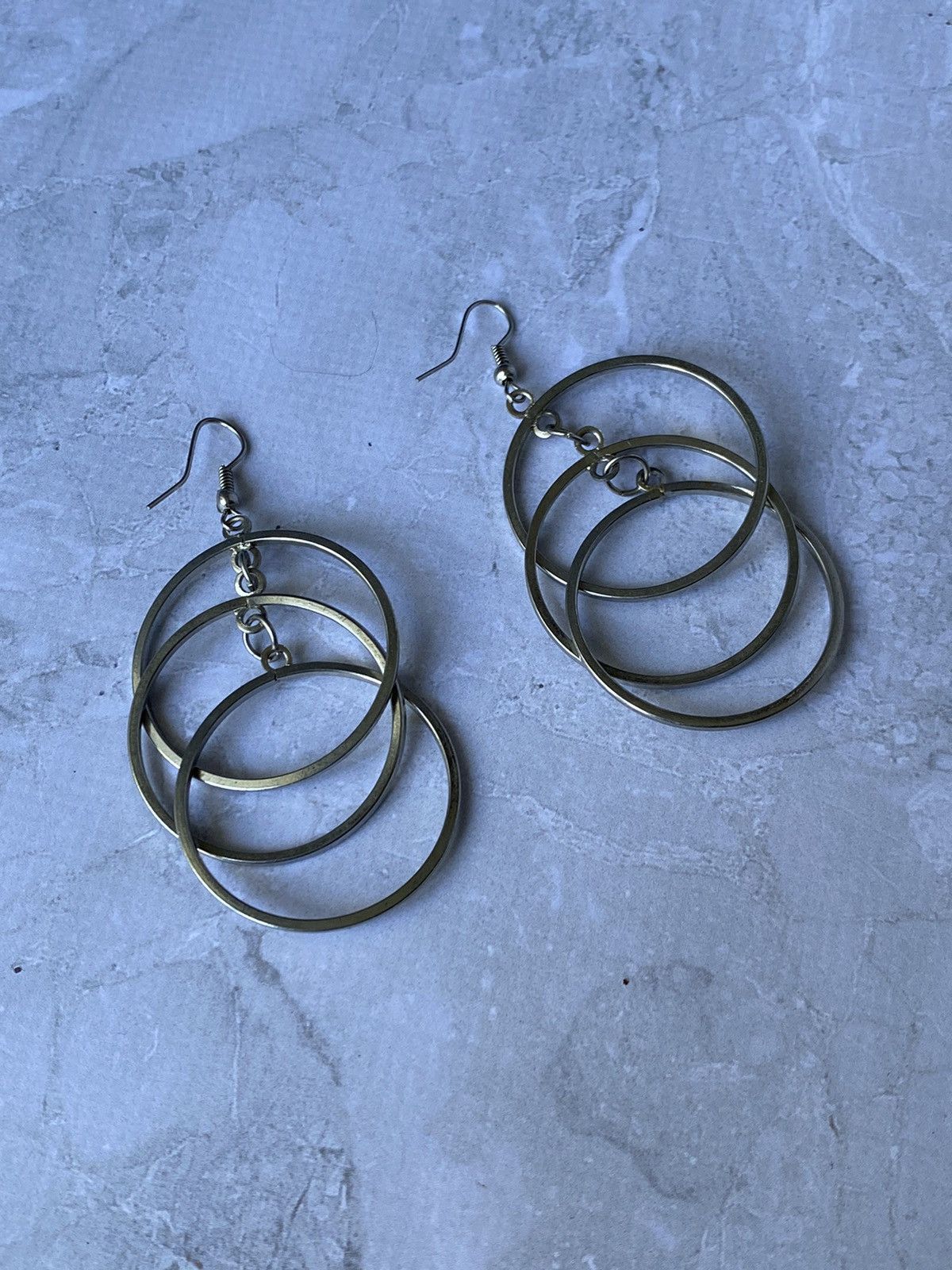 Hysteric Glamour x Jewelry Triple Hoop Drop Earrings in Silver, Men's