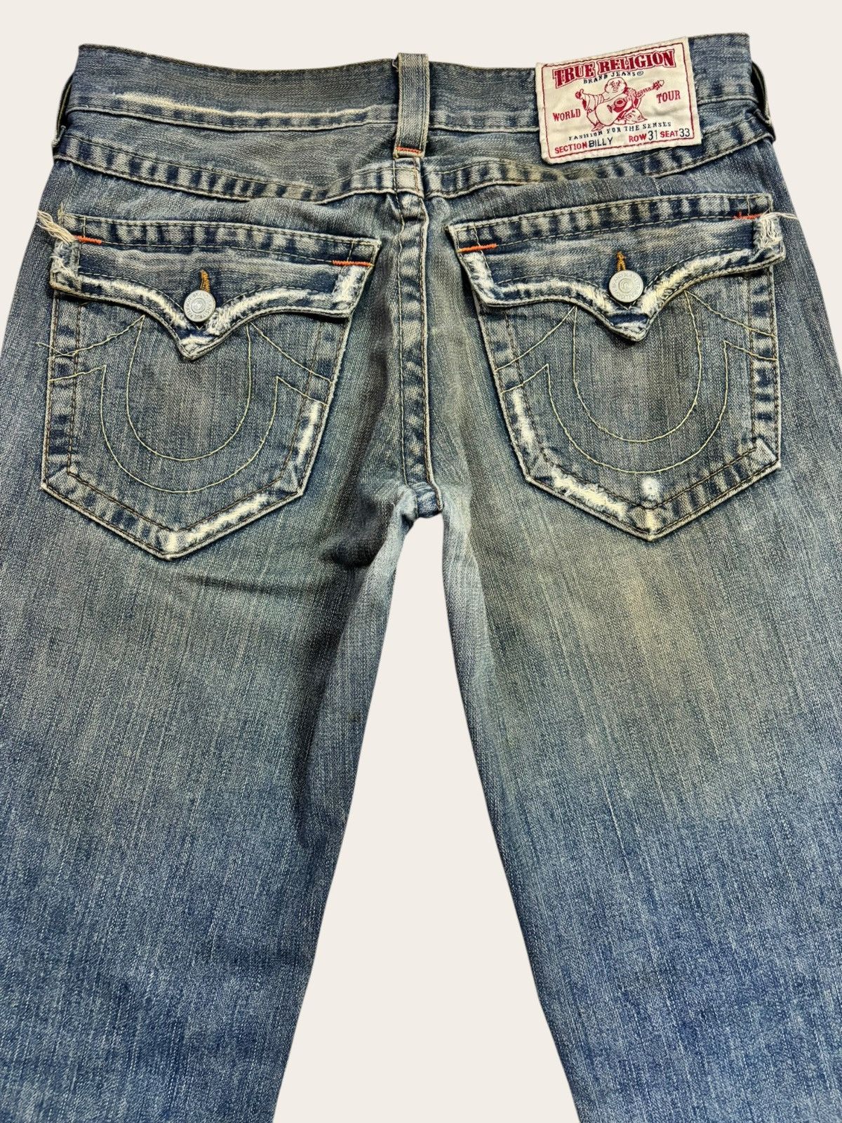 True Religion Vtg True Religion BILLY Distress Flared Yellow Faded Jeans Size US 34 / EU 50 - 9 Thumbnail