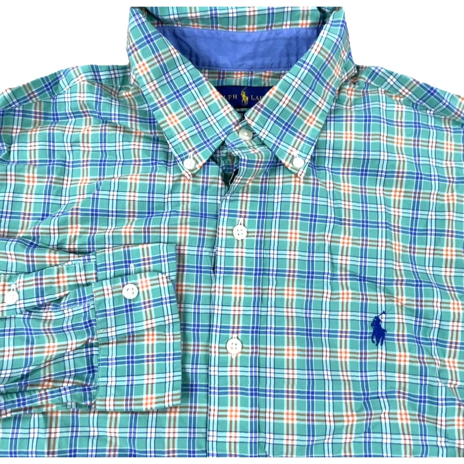 Ralph Lauren Ralph Lauren Shirt Men Medium Green Button-Up Plaid Cotton Teal Button-Down Casual Modern Classic Size US M / EU 48-50 / 2 - 2 Thumbnail